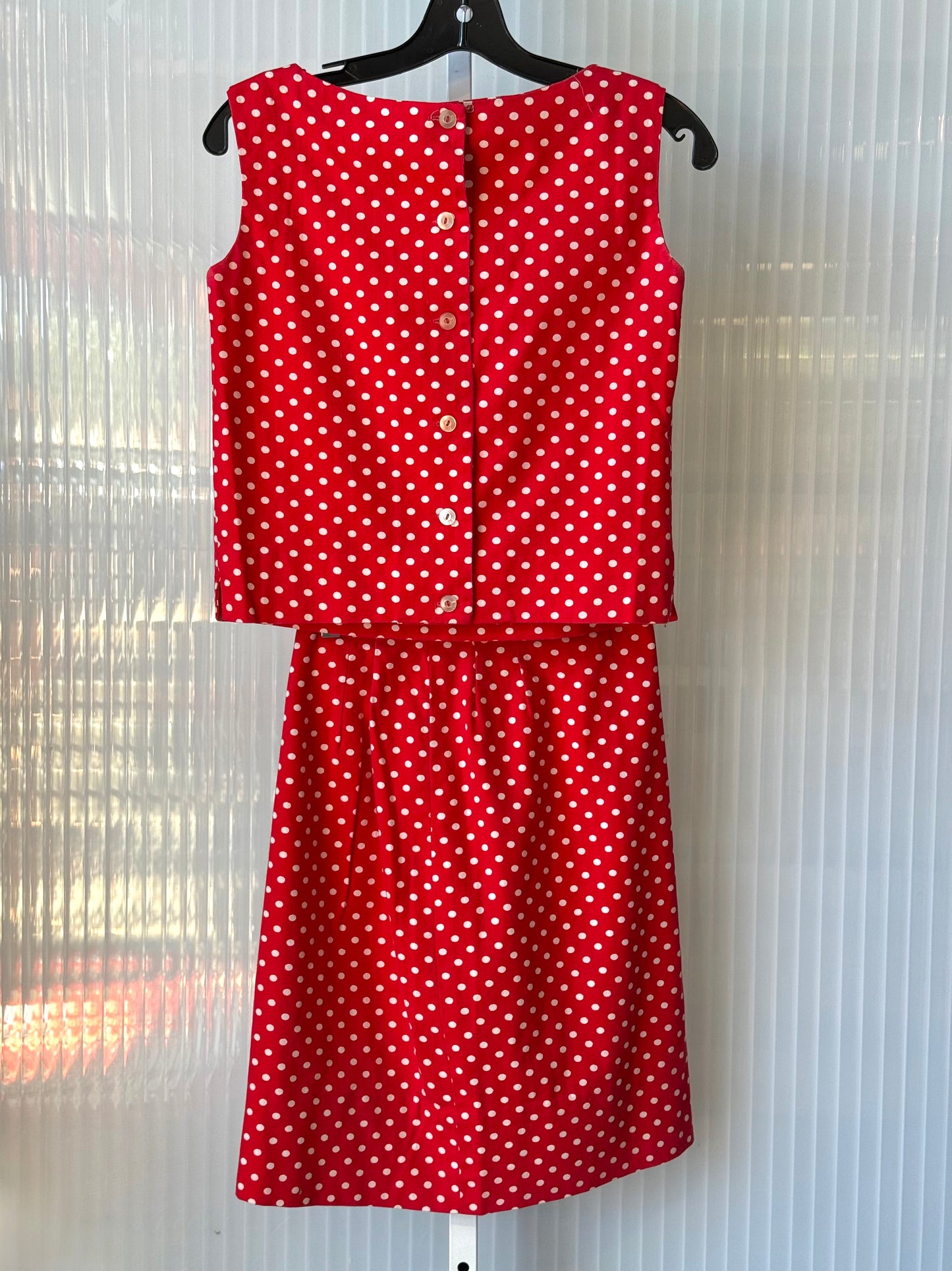 1970s Red Tank & Skirt Set w/ White Polka Dots