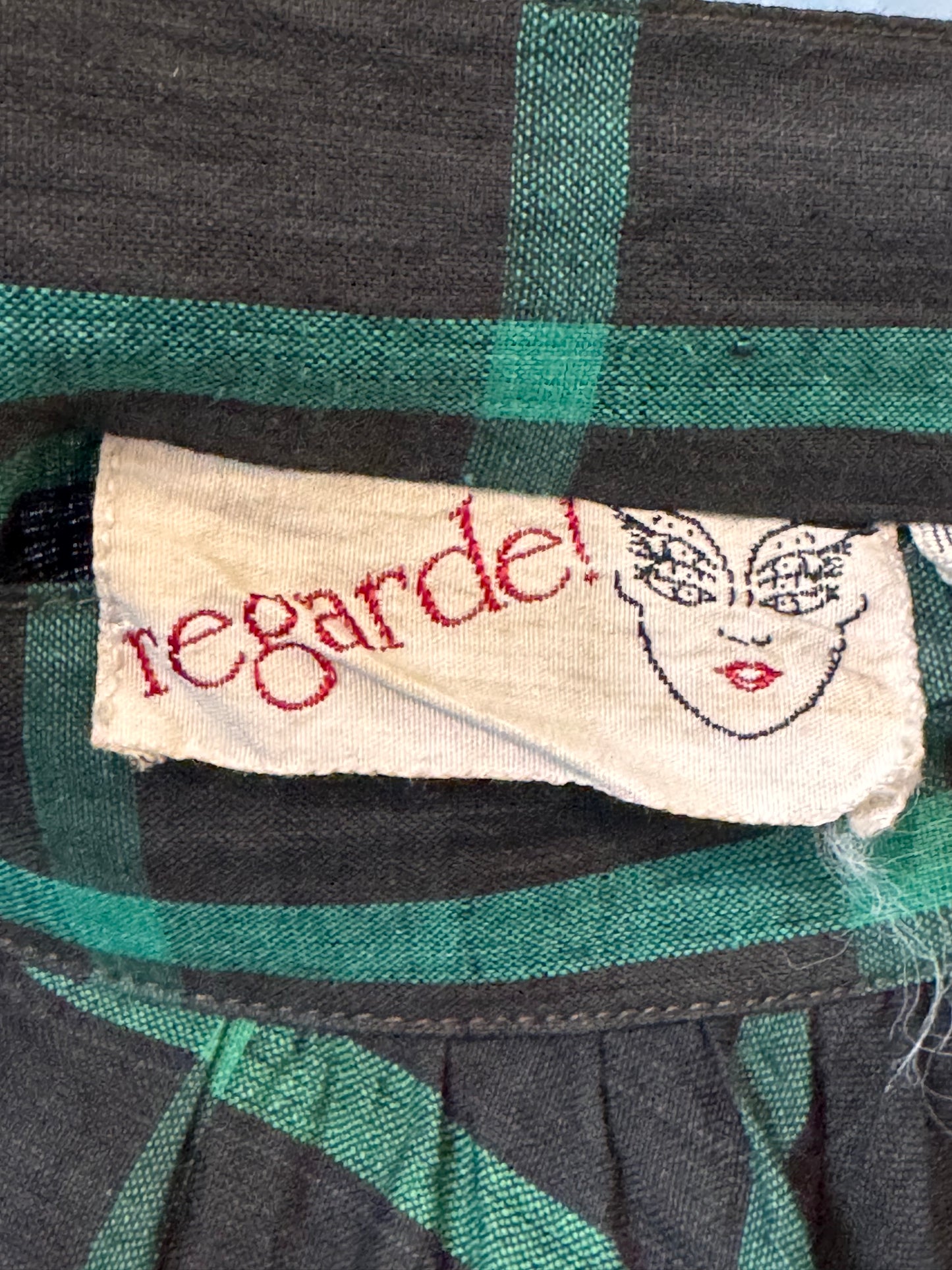 1970s Green Plaid Skirt