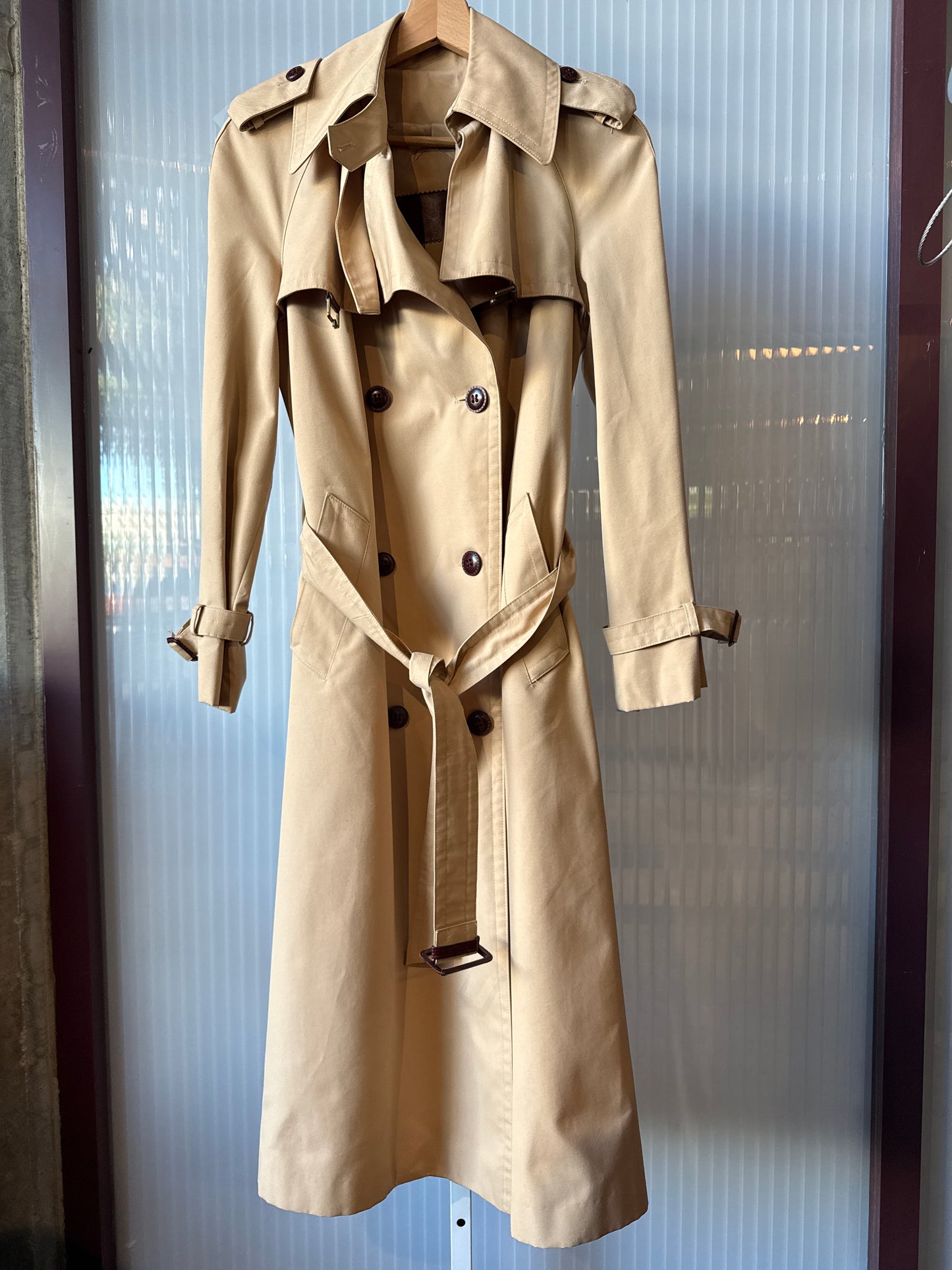 1970s Double Breasted Camel Trench Coat