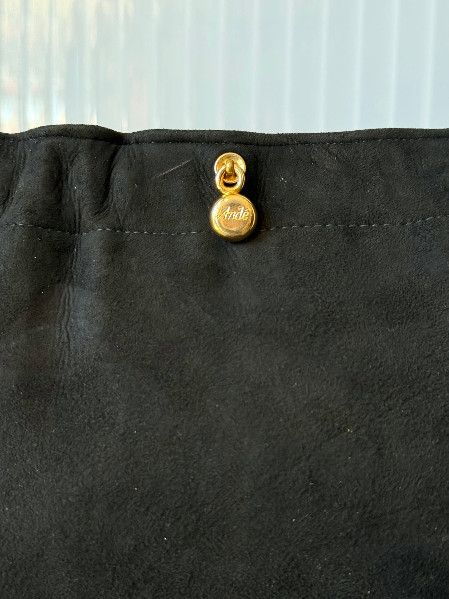 1980s Andé Black Suede Evening Clutch