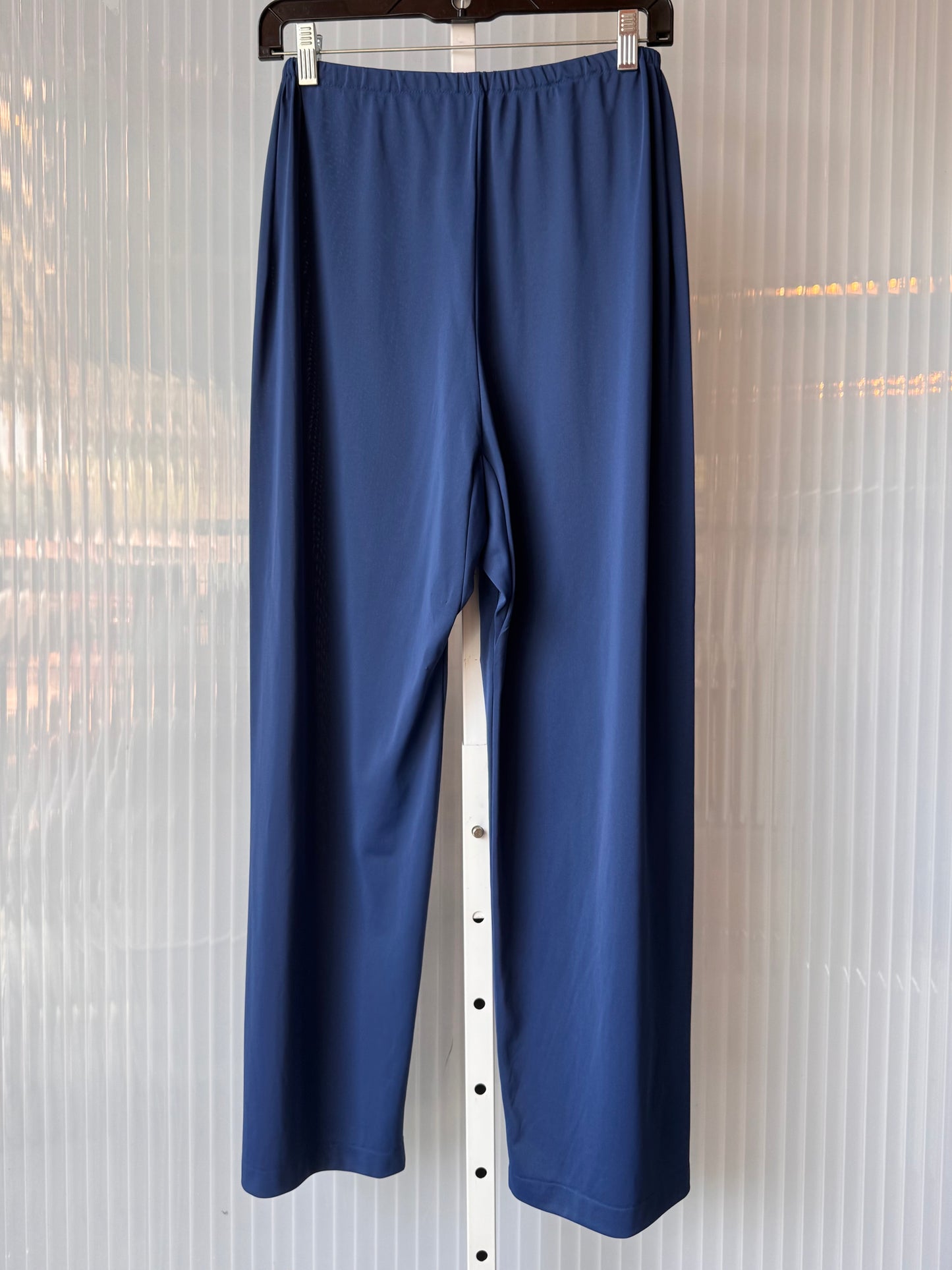 1970s Blue Pajama Set with White Lace Trim