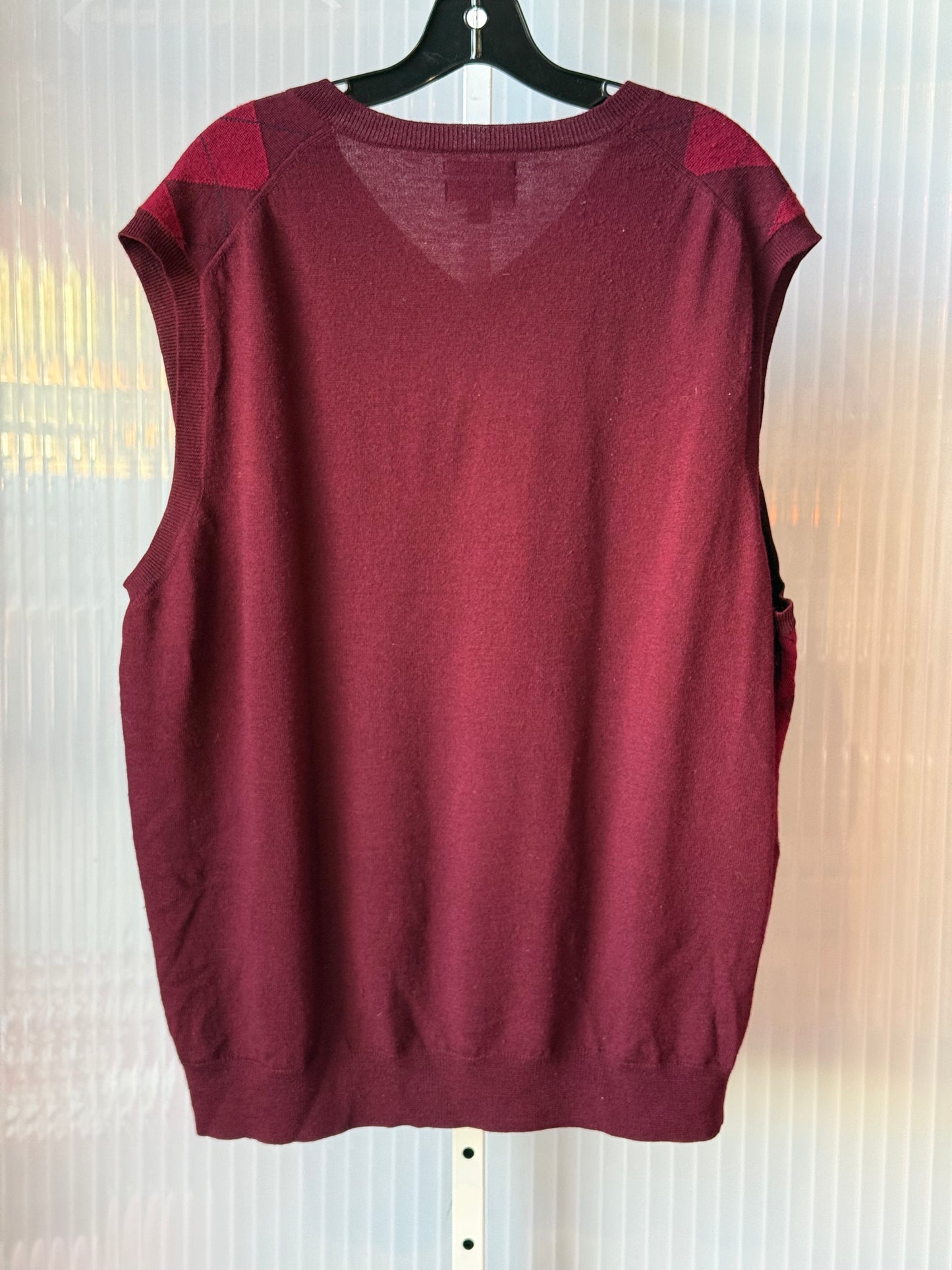 Red Merino Wool Argyle Sweater Vest