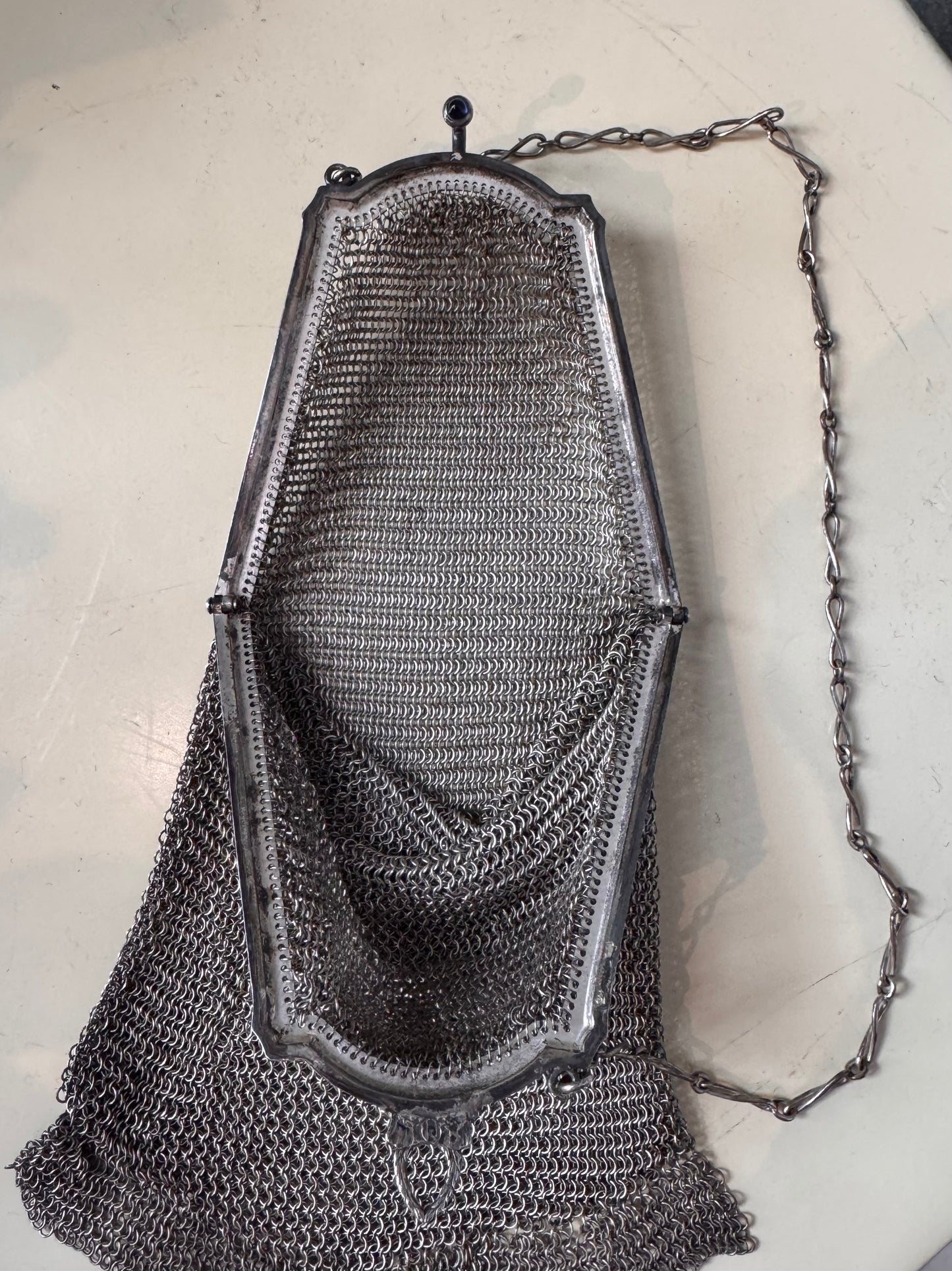 1920s Silver Chainmail Metal Evening Bag
