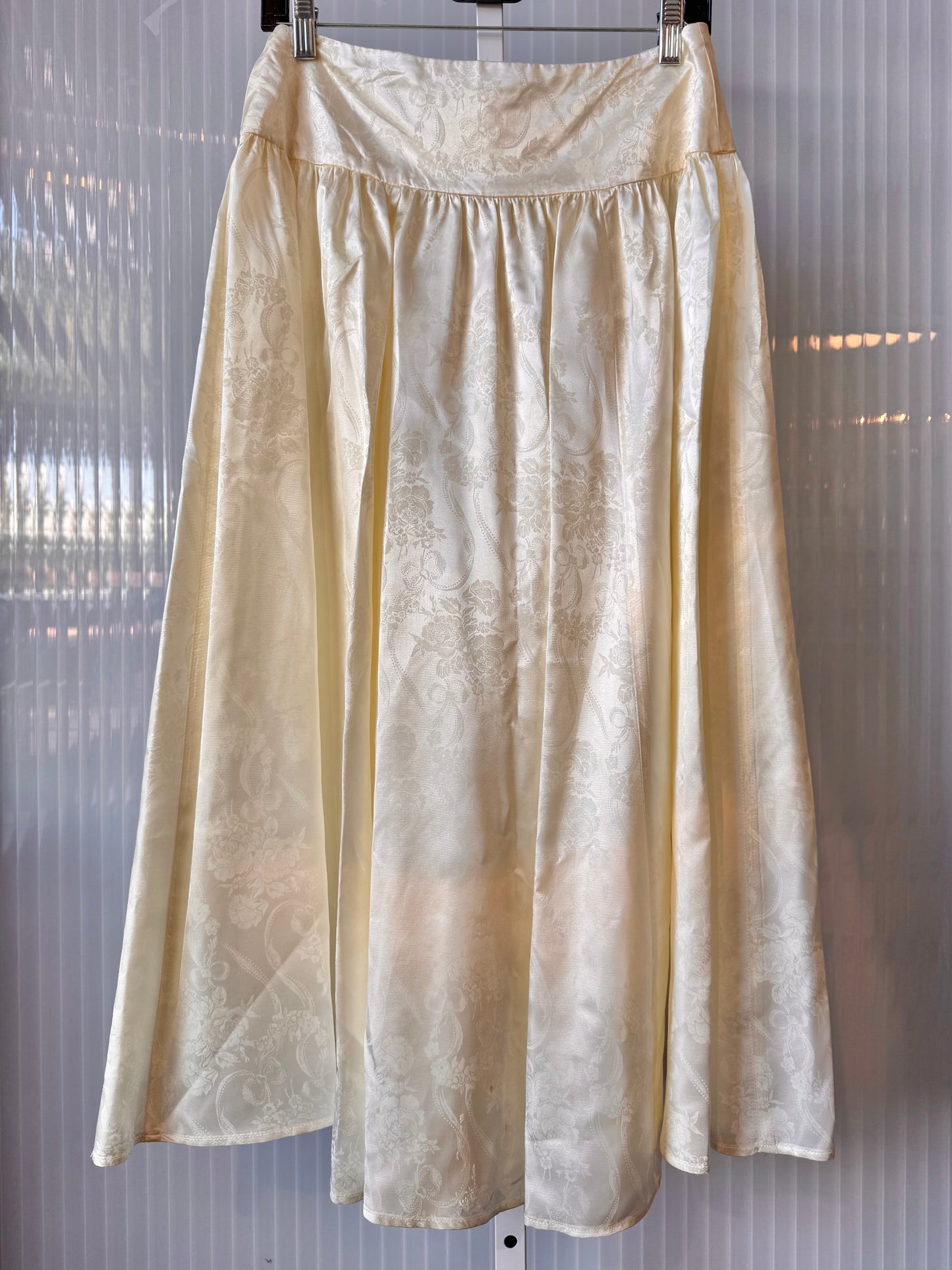 Gunne Sax Cream Jacquard Satin Skirt