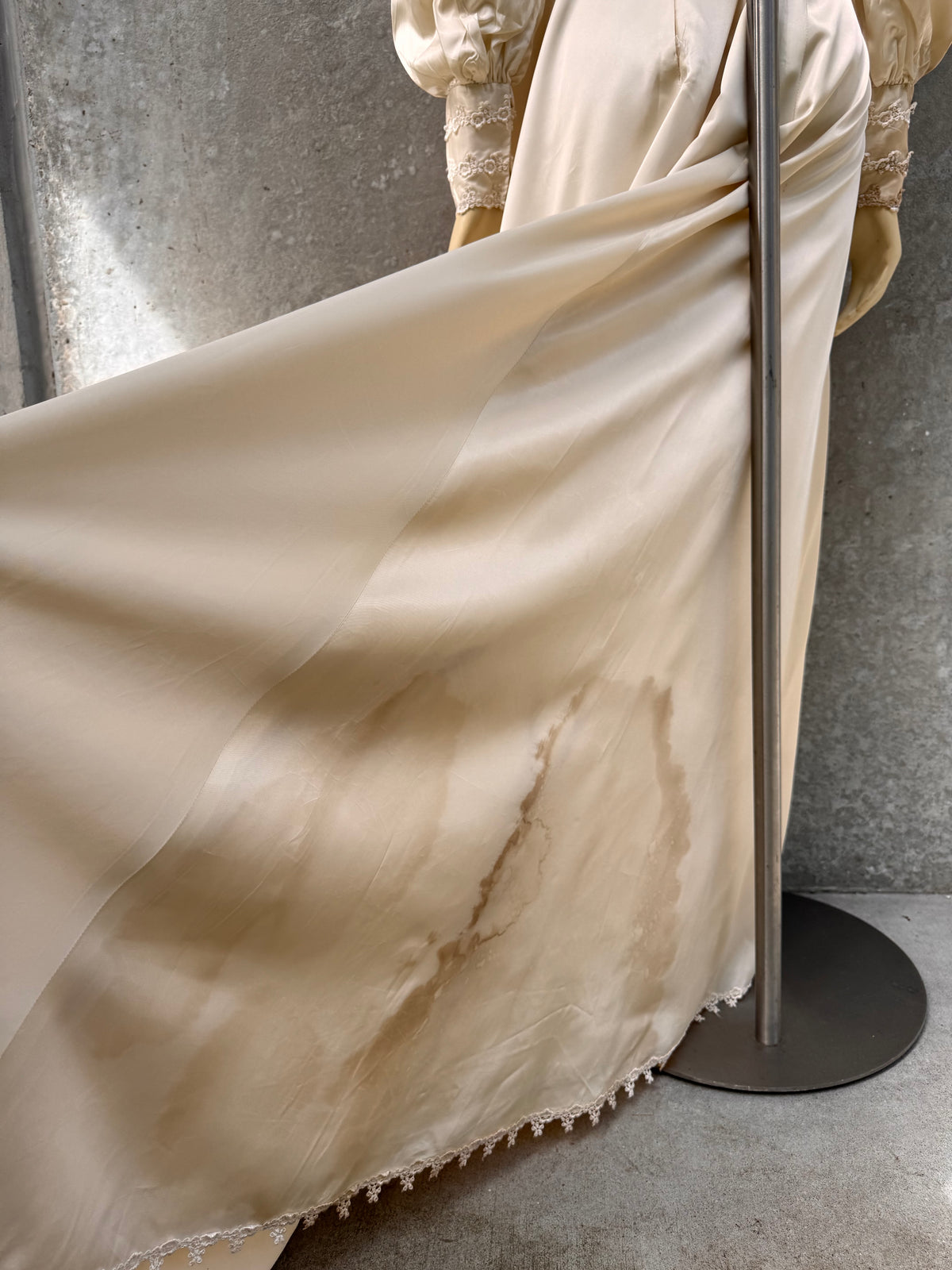 1980s does Victorian Cream Lace & Satin Wedding Dress