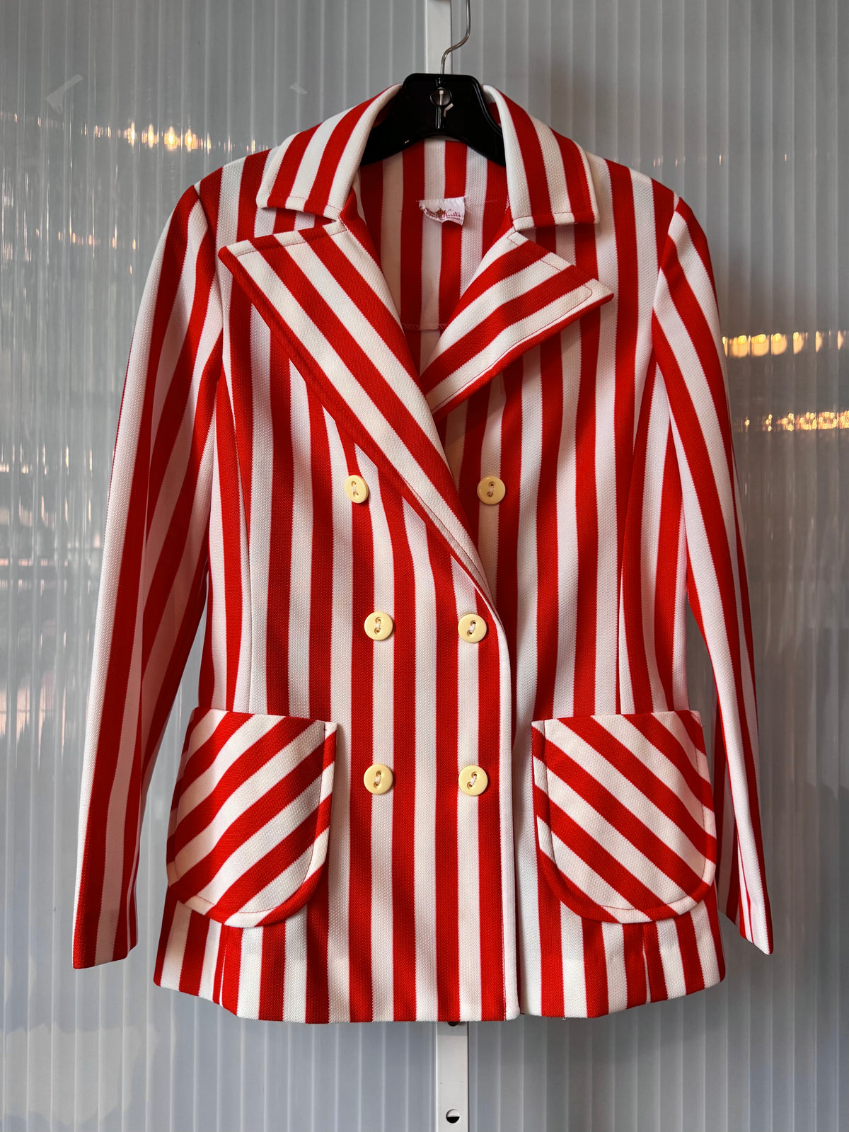 1970s Red & White Striped Double-Breasted Blazer