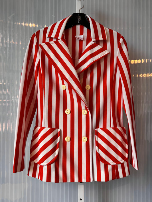 1970s Red & White Striped Double-Breasted Blazer