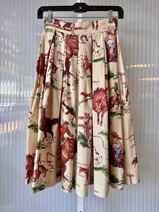 Cream Cowboy Swing Skirt
