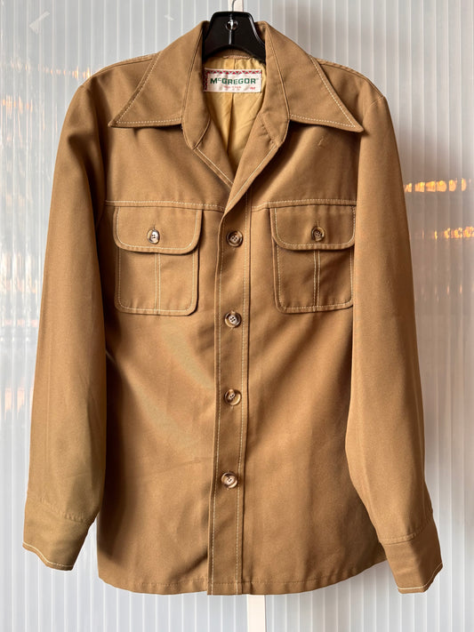 1970s Tan Point-Collar Western Shacket