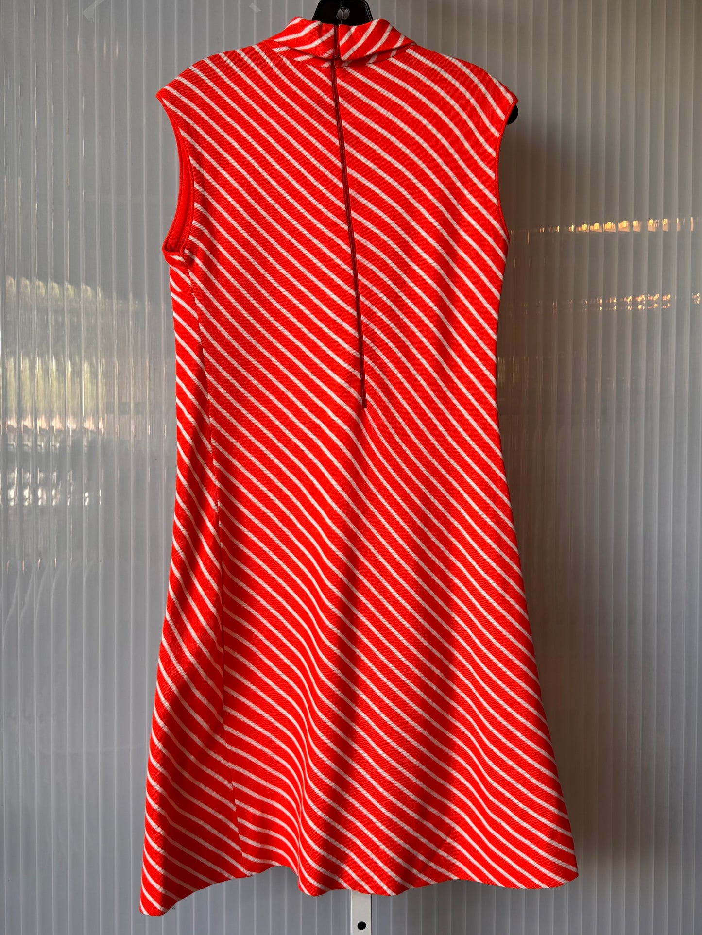 1960s Orange & White Striped Collared Shift Dress