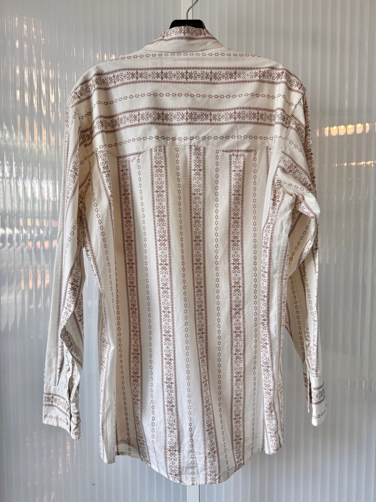1970s-Style White & Brown Western Shirt