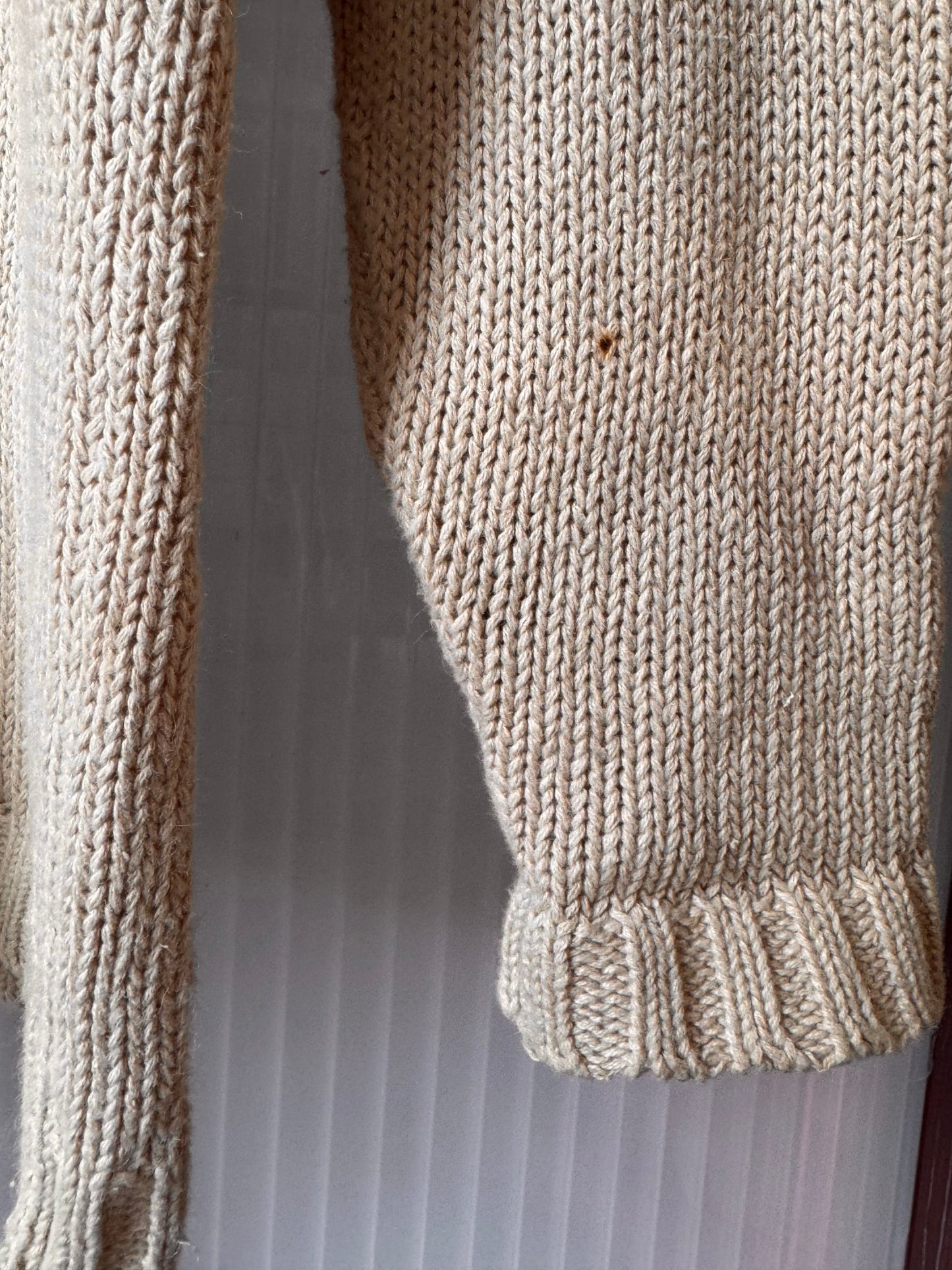 1980s Beige Knit Cardigan with Orange Pumpkin & Floral Embroidery