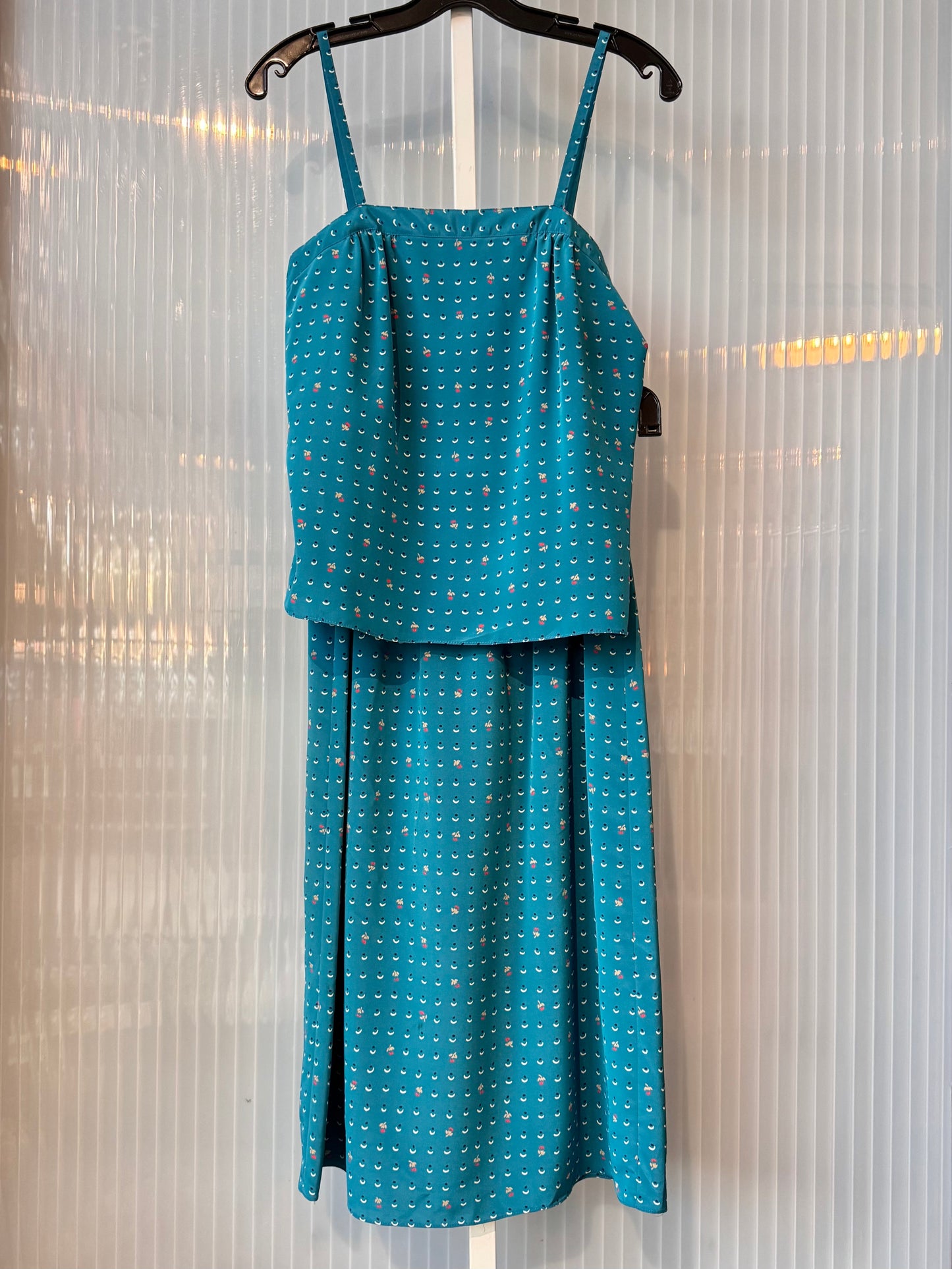 1980s Teal Patterned Skirt & Top Set