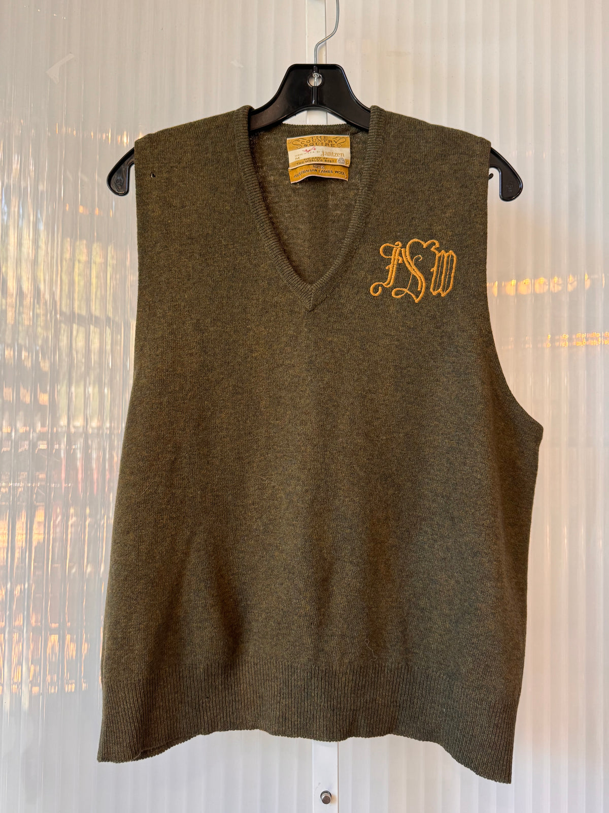 1960s Khaki Green Wool Vest