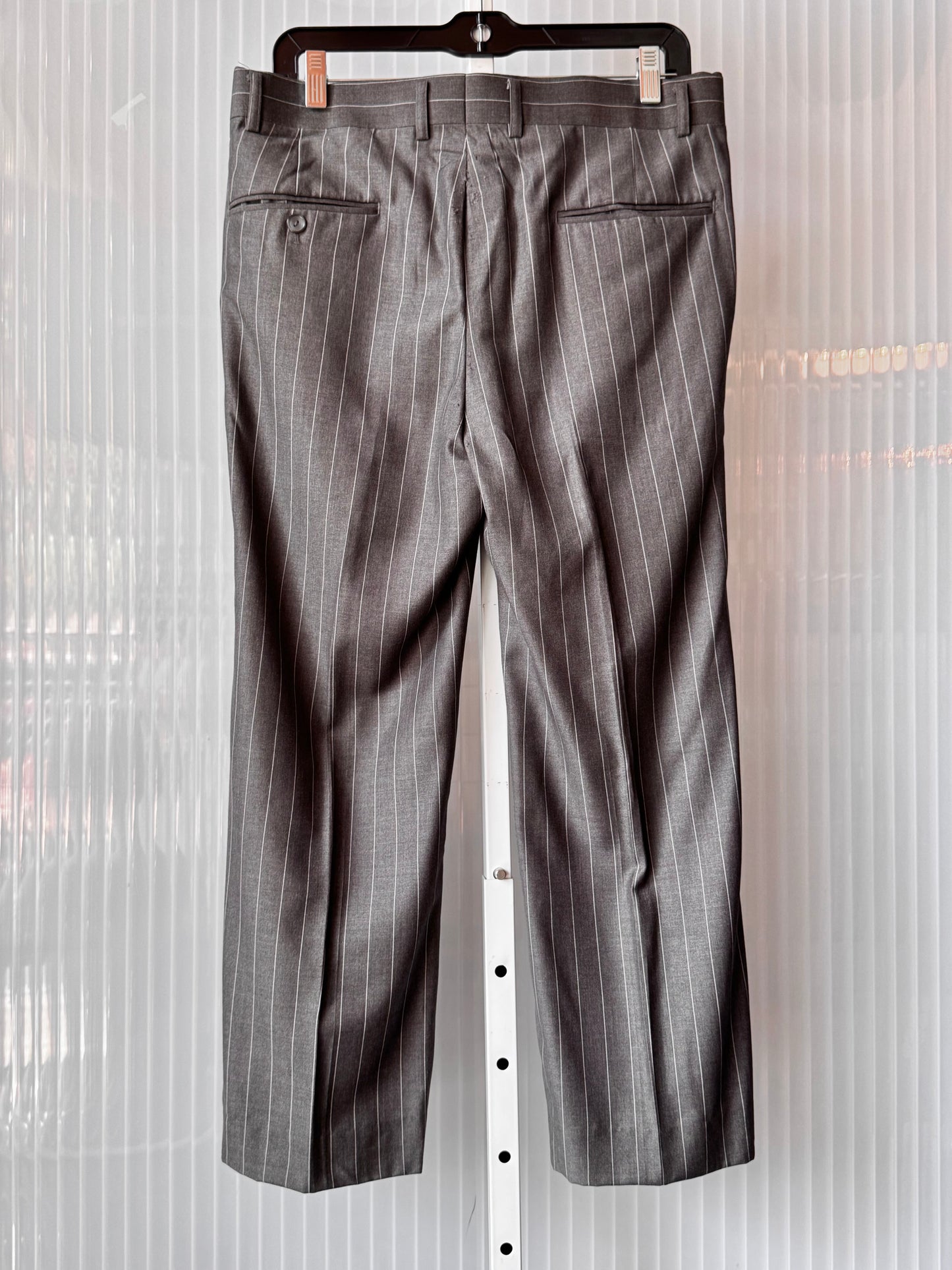1990s Gray & White Pinstripe Blazer & Pants Suit Set