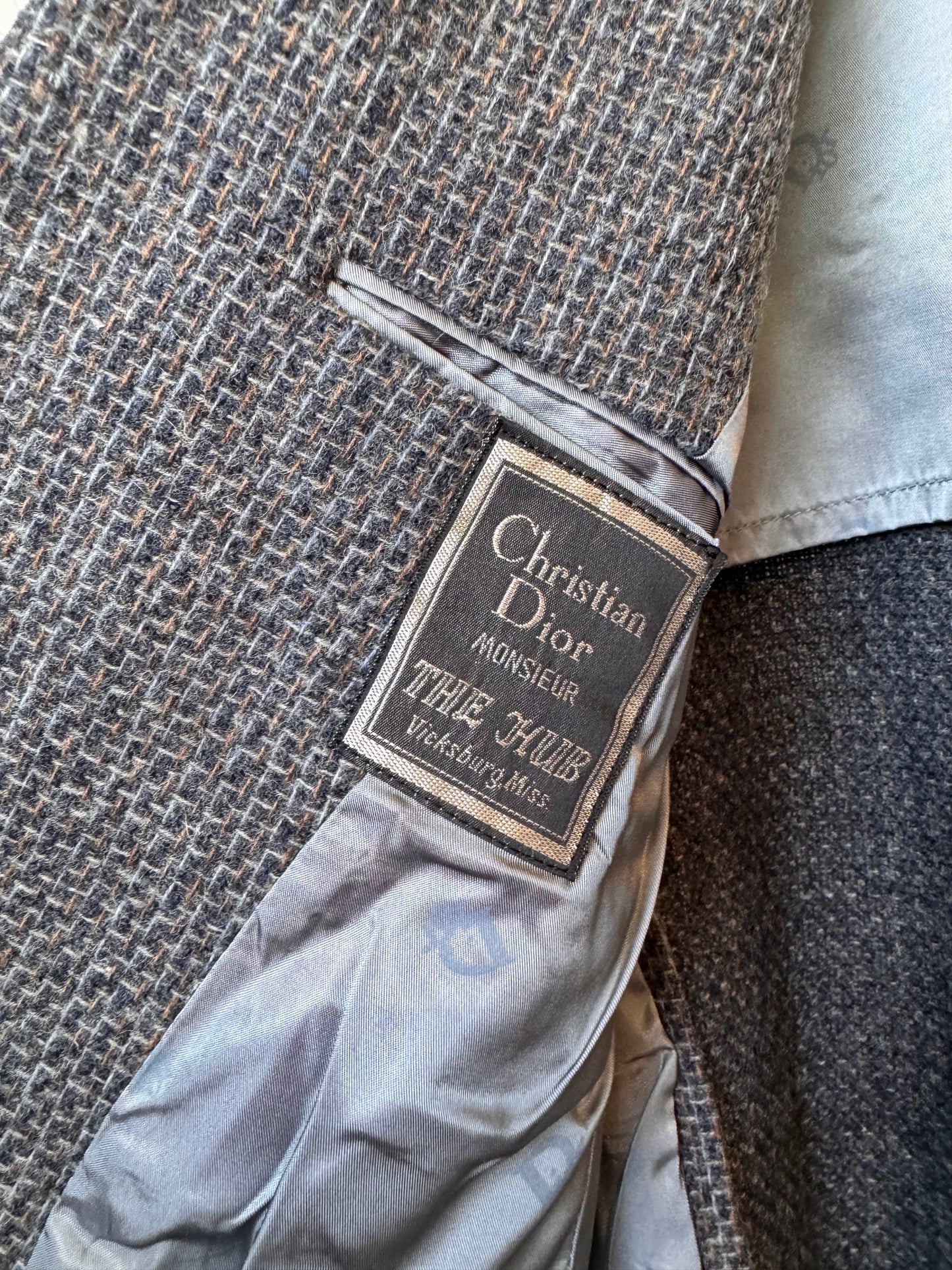 1980s Christian Dior Grey Tweed Wool Blazer