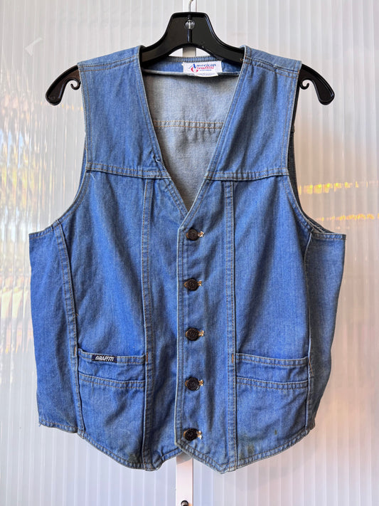 1970s Medium Wash Denim Vest