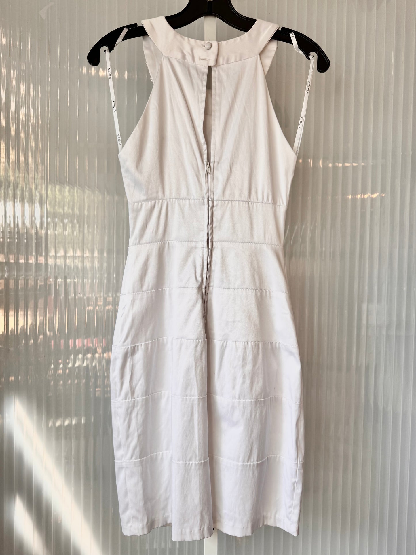 1990s Pearl Neckline White Bodycon Dress