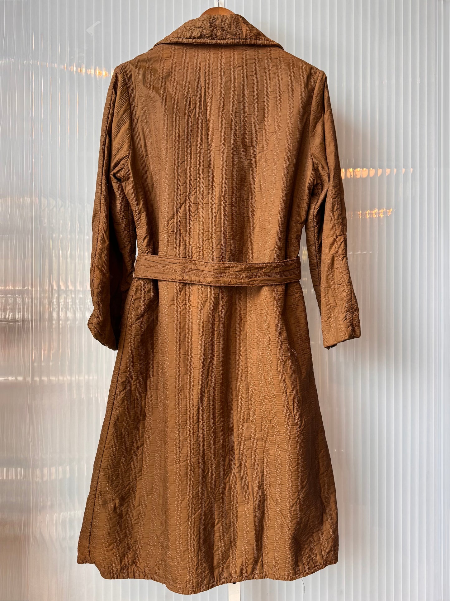 1970s Quilted Brown Textured Trench