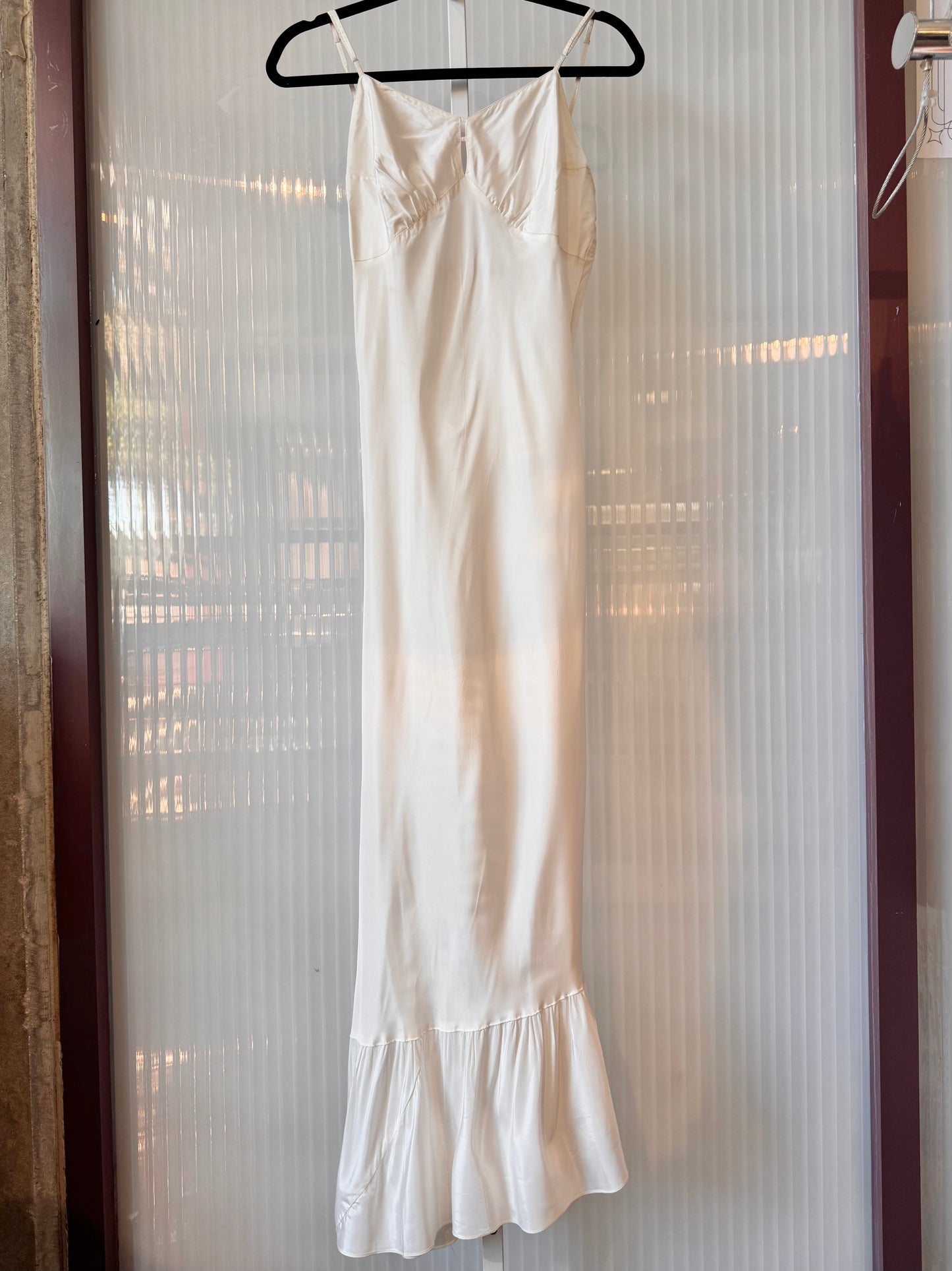 1950s White Rayon Slip Dress