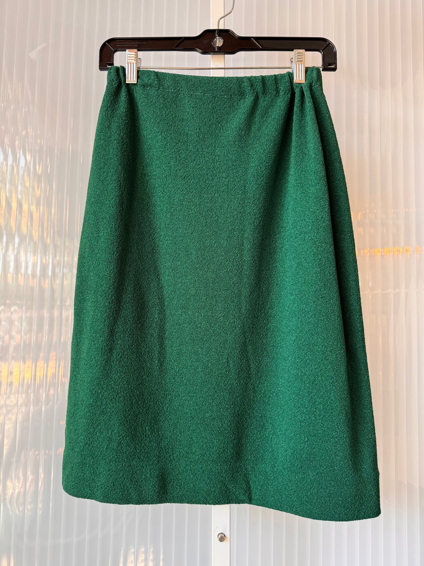 1970s Cream & Green Polyknit Top & Skirt Set