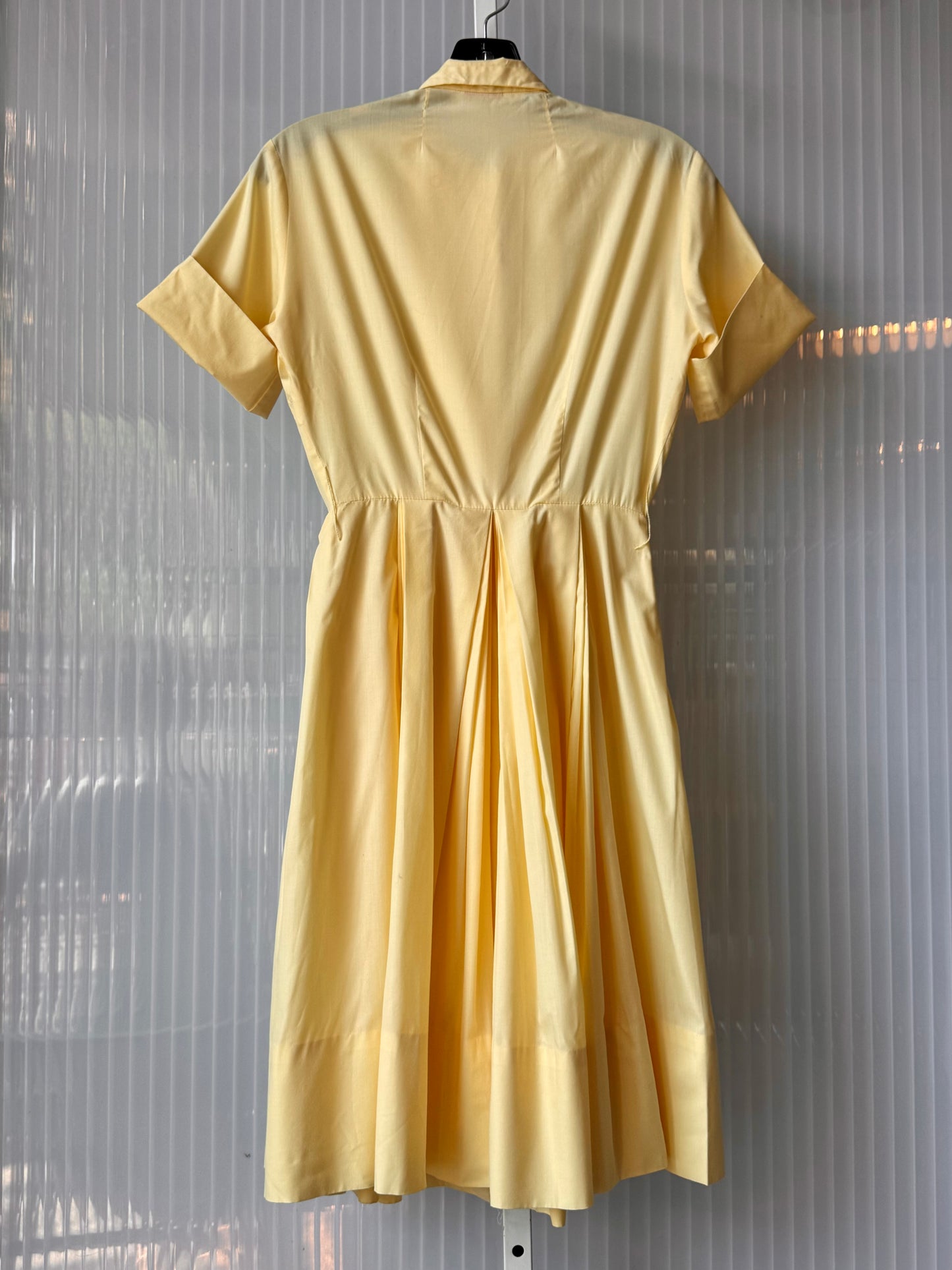 1960s Butter Yellow Pleated Shirtwaist Dress