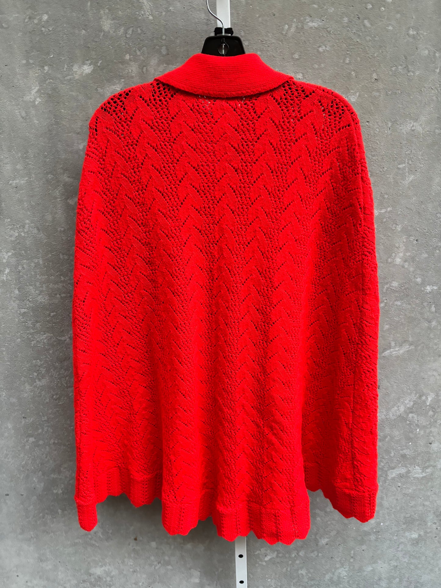 1960s Red Knit Collared Poncho