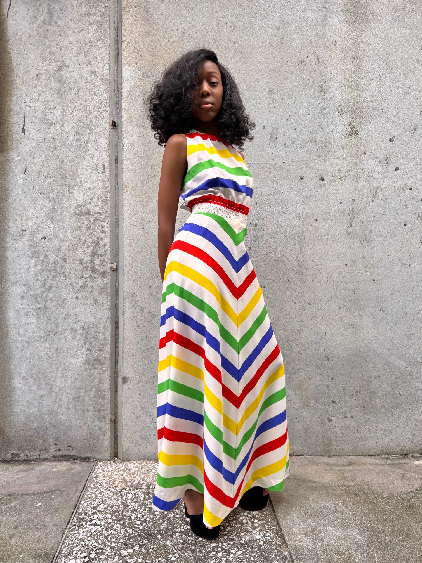 1970s Multicolor Striped Dress