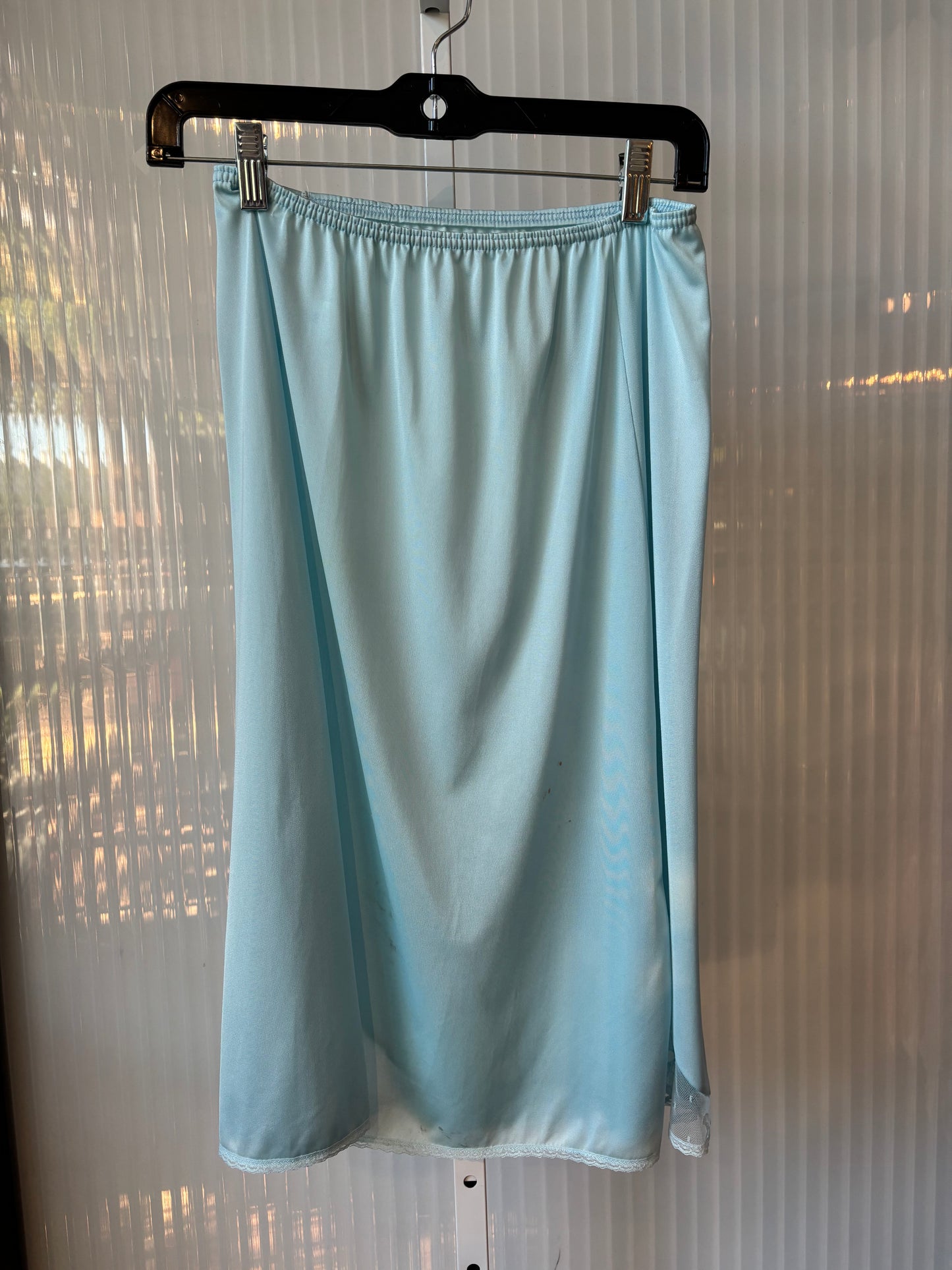 1960s Sky Blue Skirt Slip w/ Lace Detail