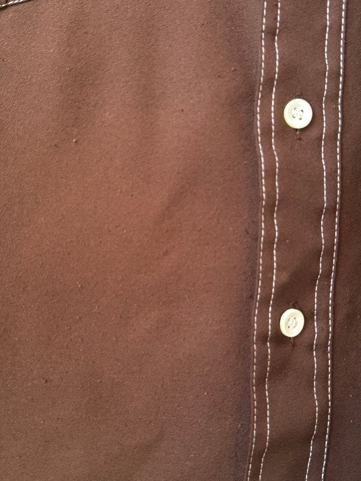 1970s Sears Brown Pointed Collar Contrast Stitch Shirt