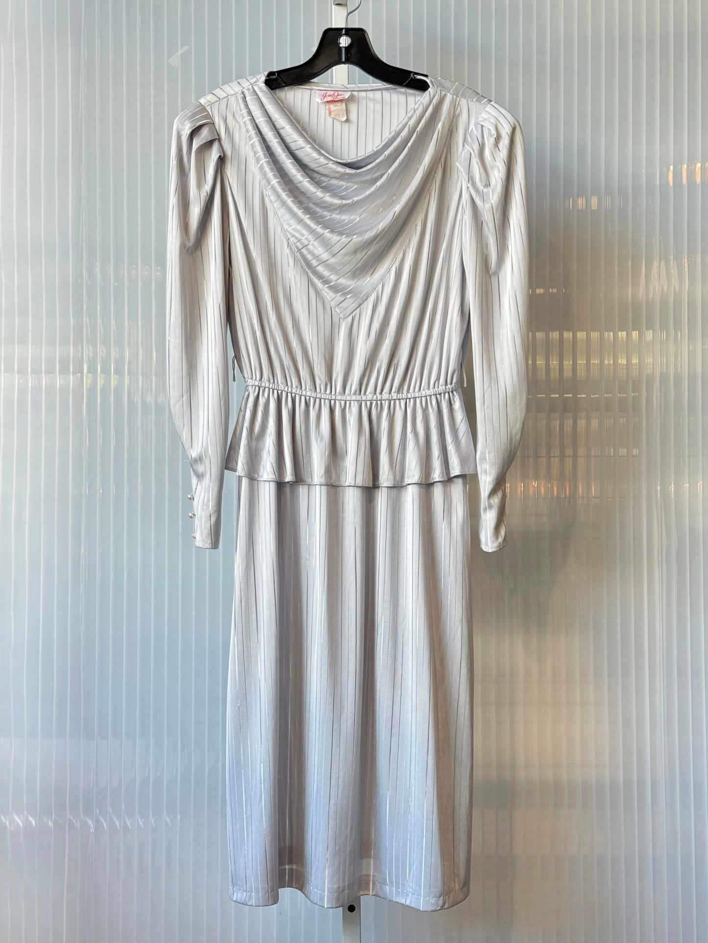 1970s Blue Striped Dress with Peplum