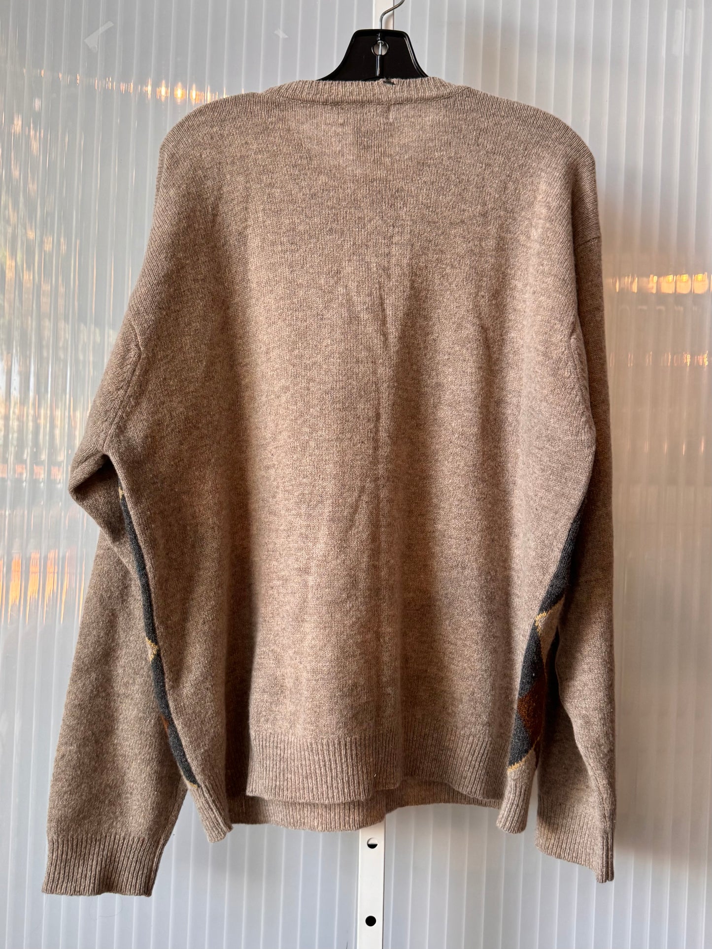 1990s Blue Brown & Taupe Argyle Wool Sweater