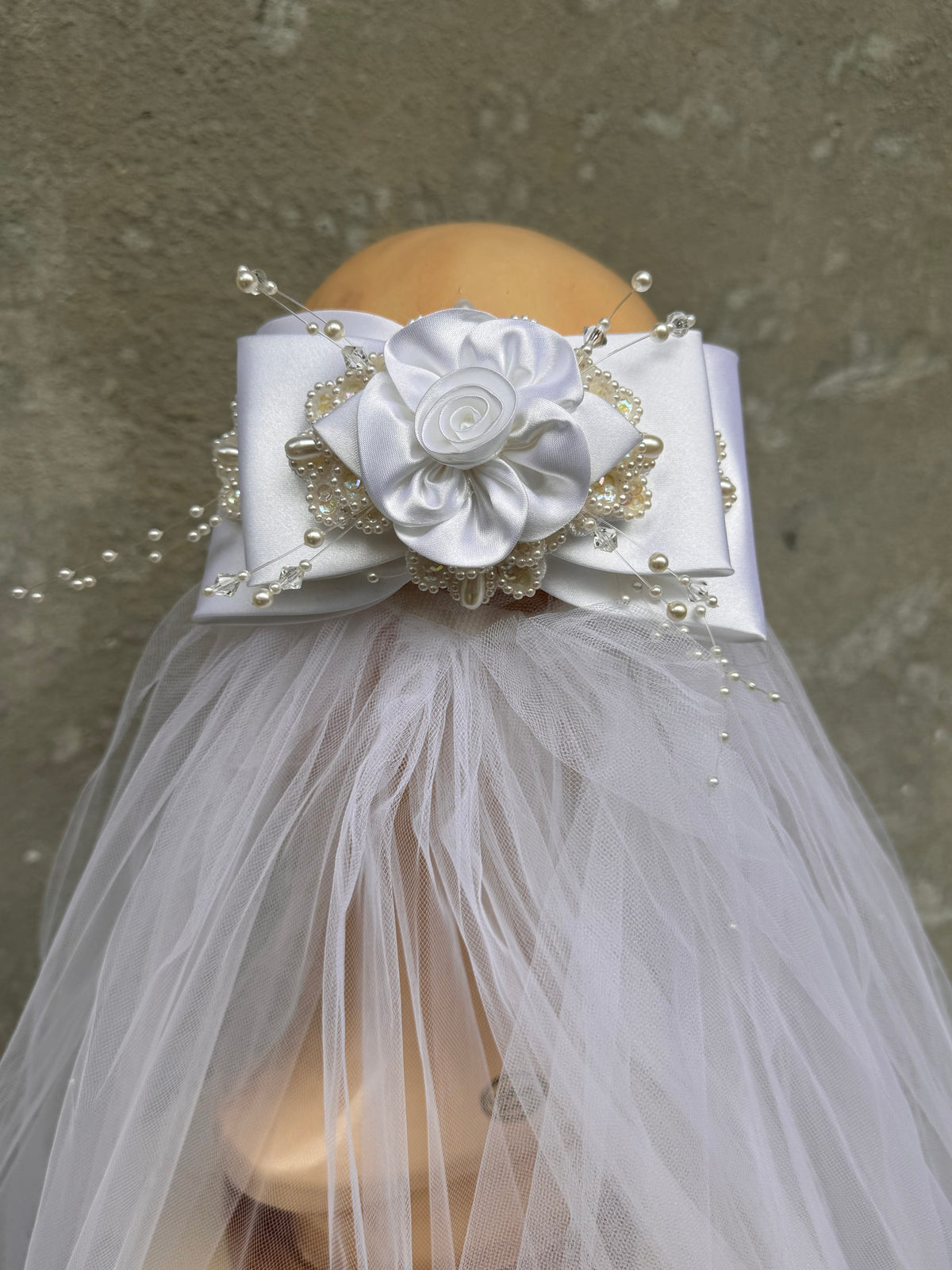 Y2K White Hair-Clip Veil