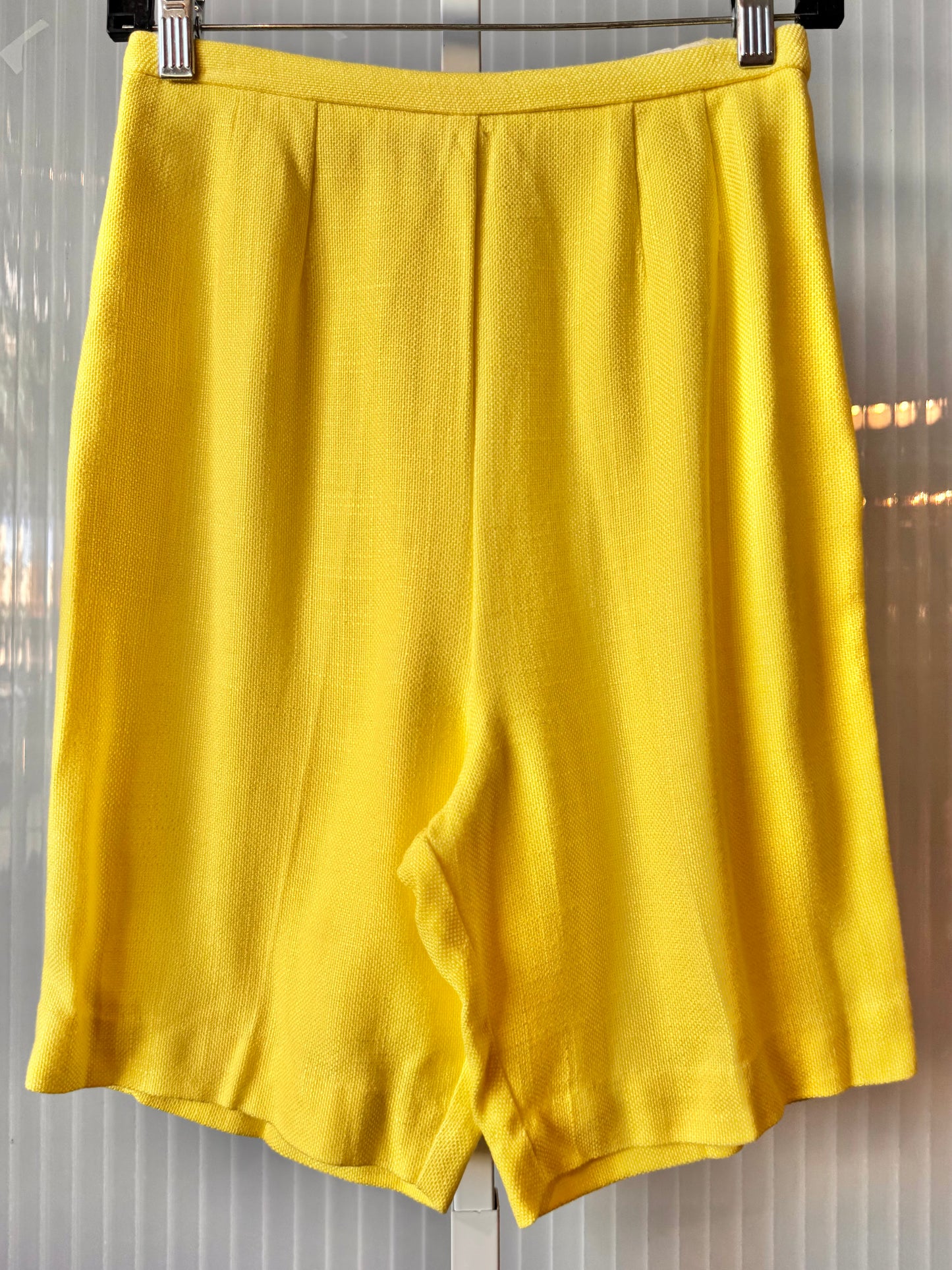 1960s High Waist Woven Yellow Shorts
