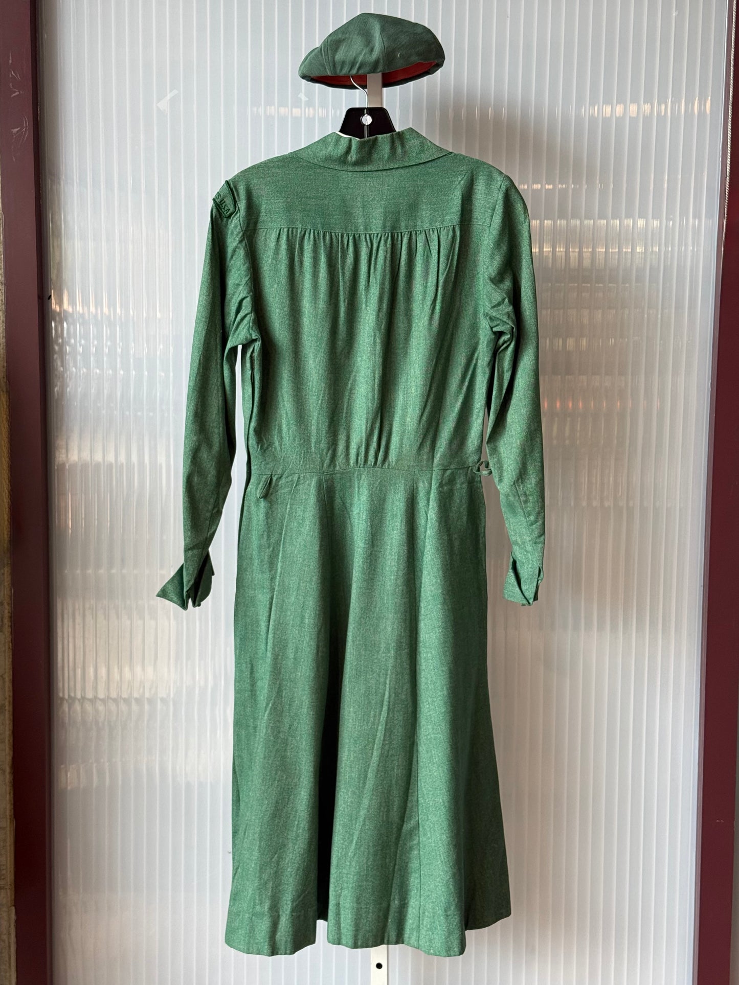 1950s Green Girl Scout Dress w/ Pin