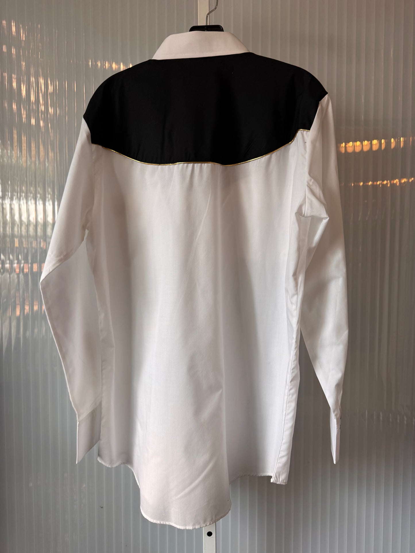 1990s Gold Embroidered Black & White Western Shirt