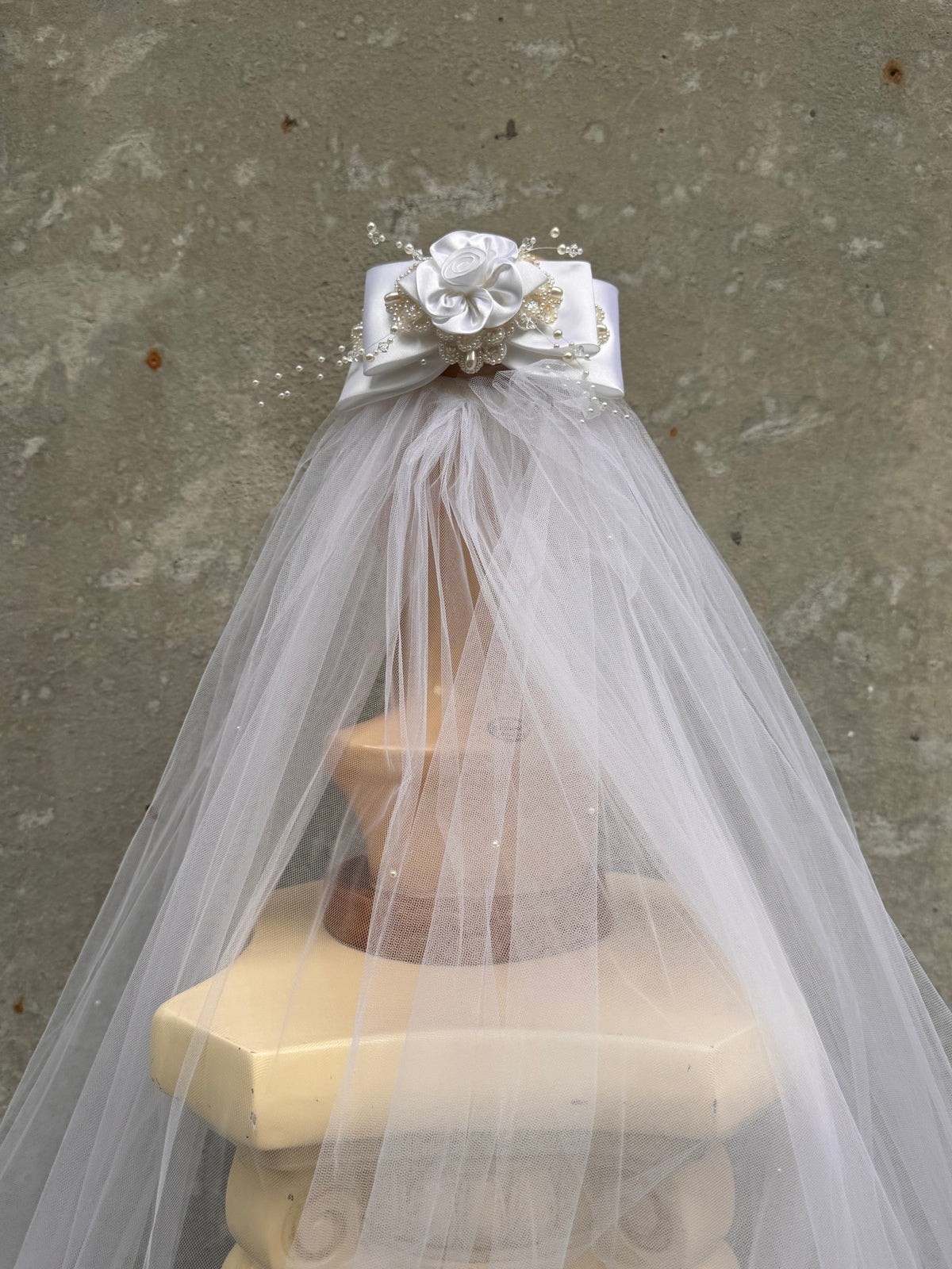 Y2K White Hair-Clip Veil