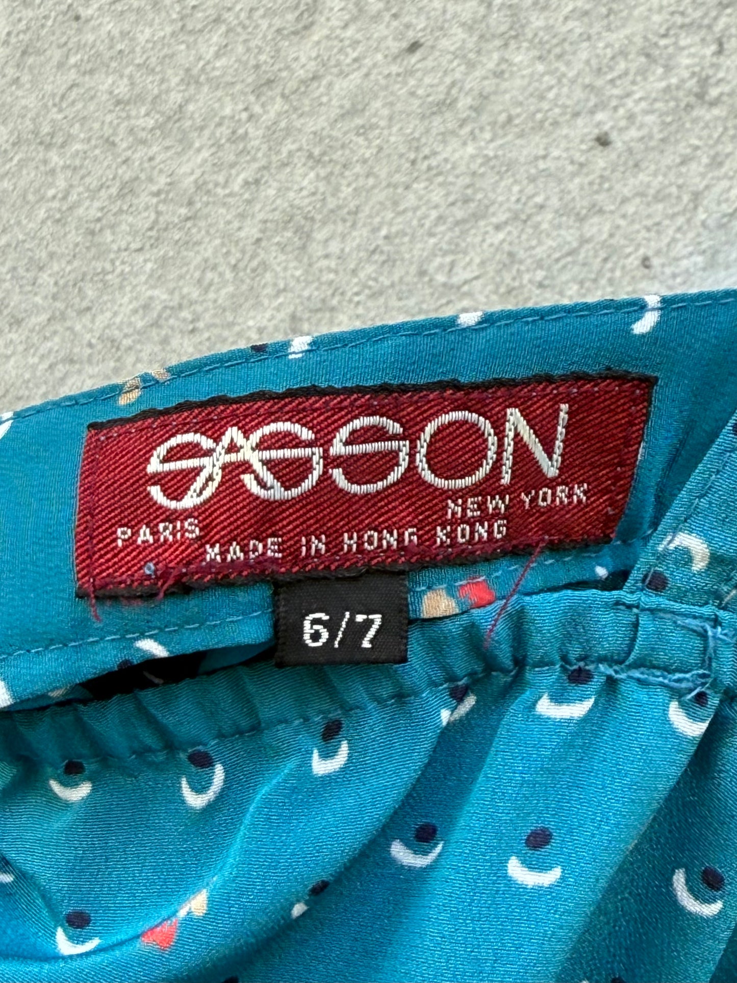 1980s Teal Patterned Skirt & Top Set