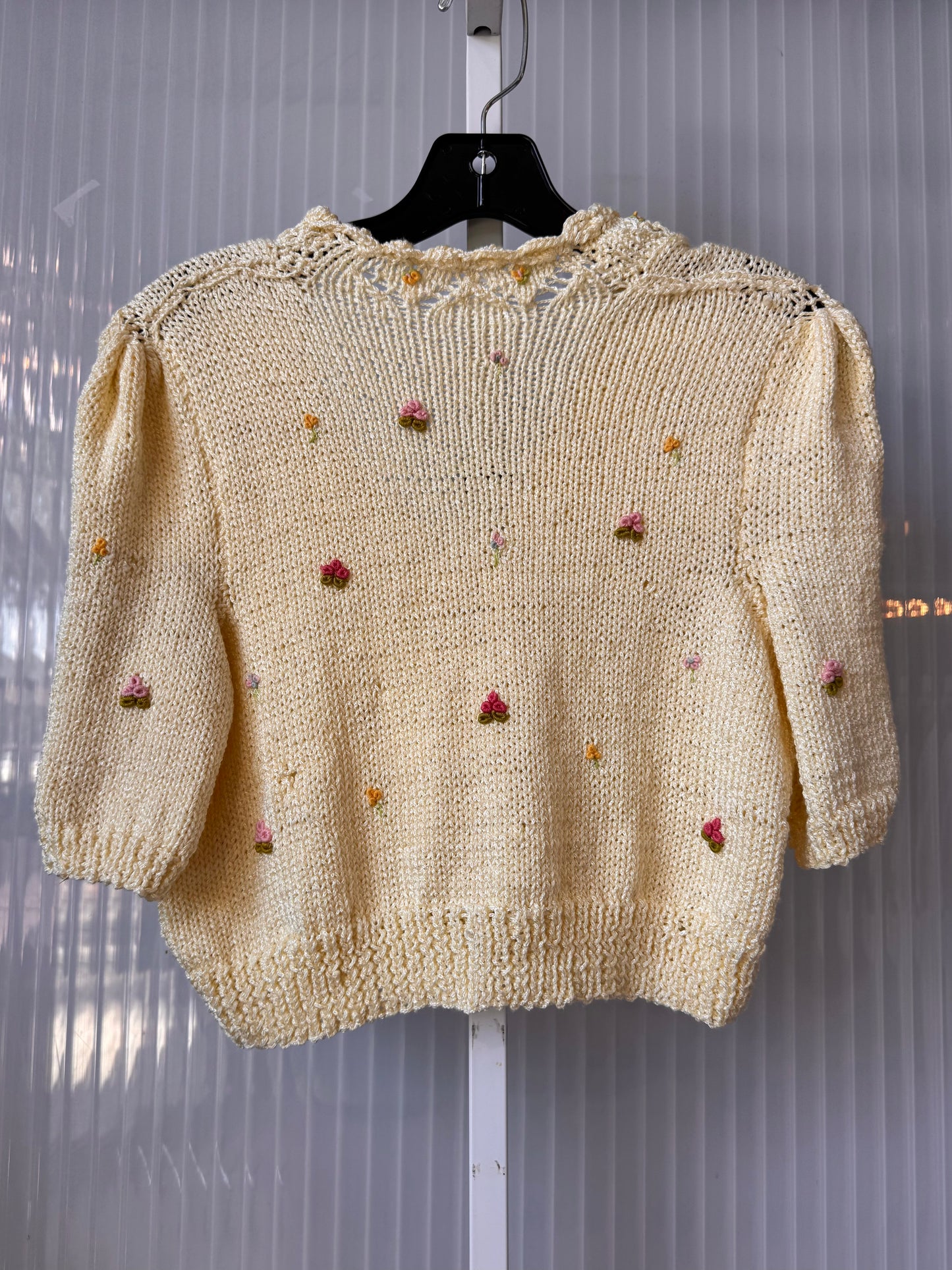 Cream Crochet Cropped Sweater