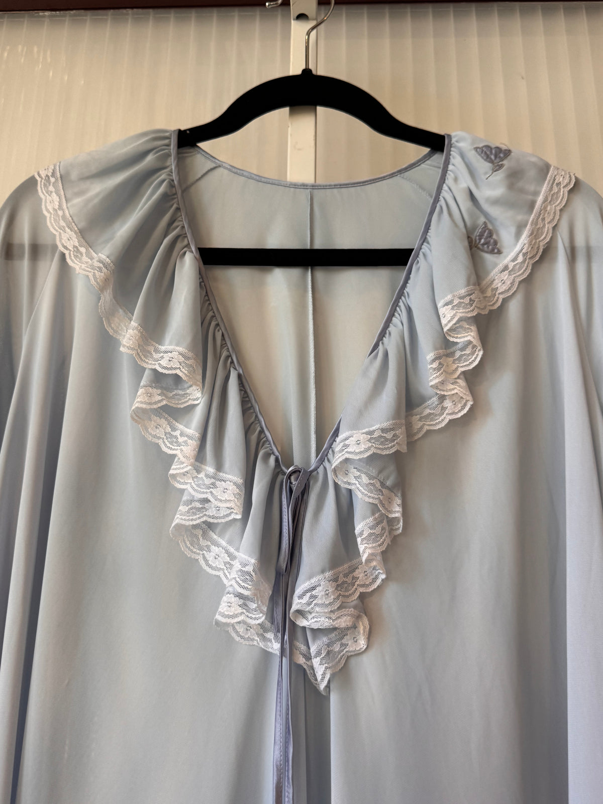 1970s Sky Blue Ruffle Neck Nightgown
