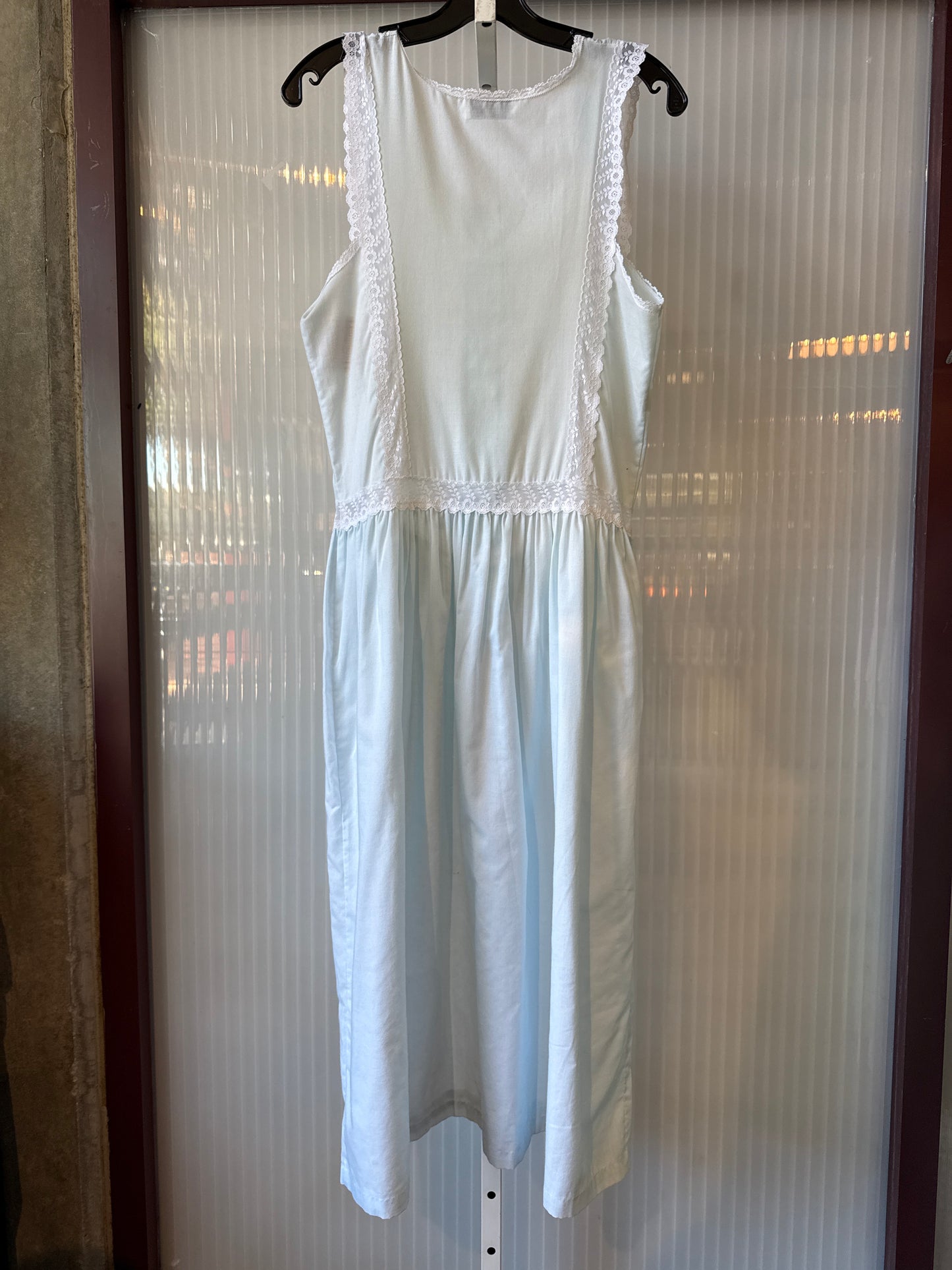 1980s Pale Blue Eyelet Nightgown
