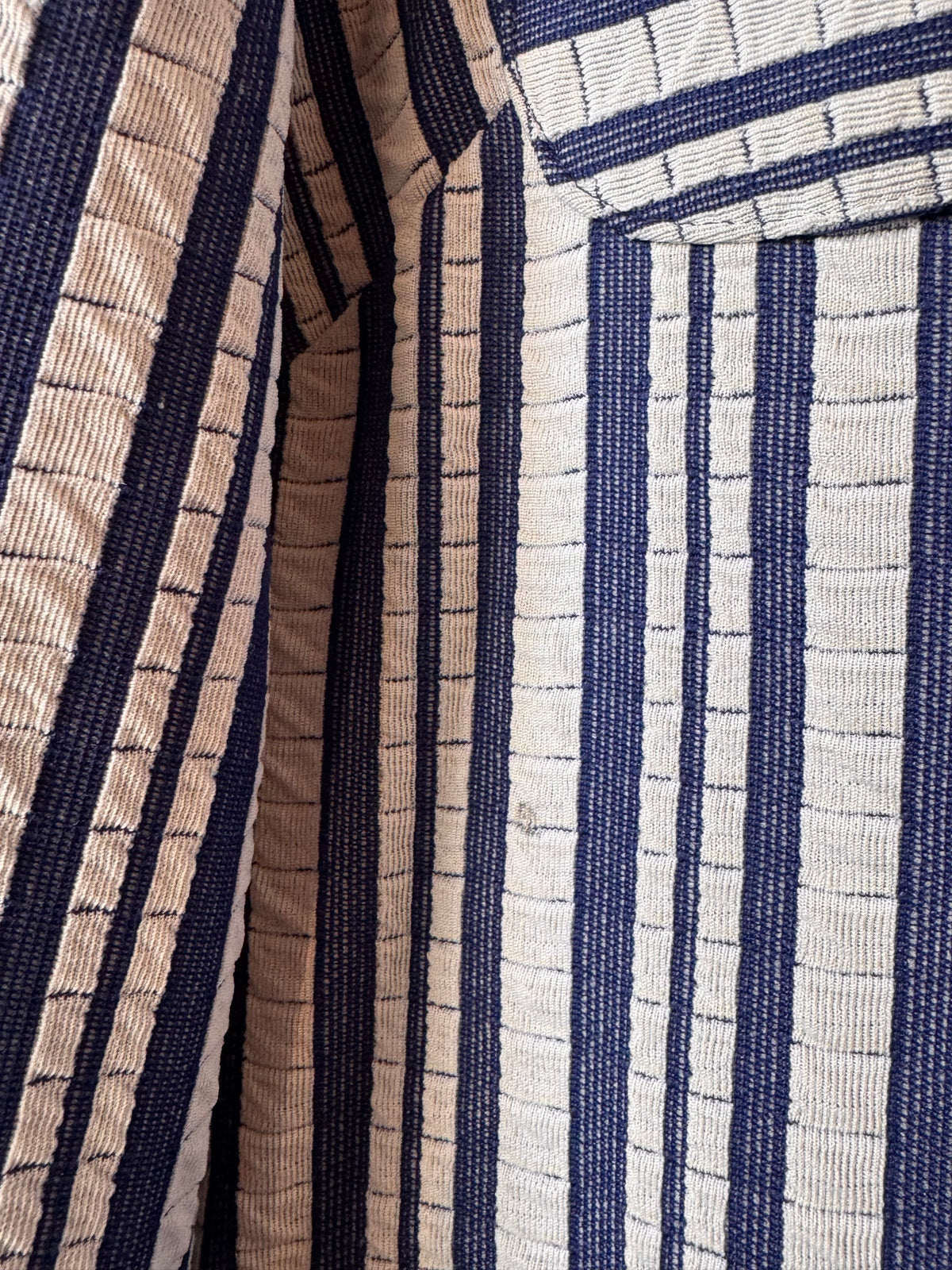 1970s Blue & White Striped Shacket with Gold Anchor Buttons