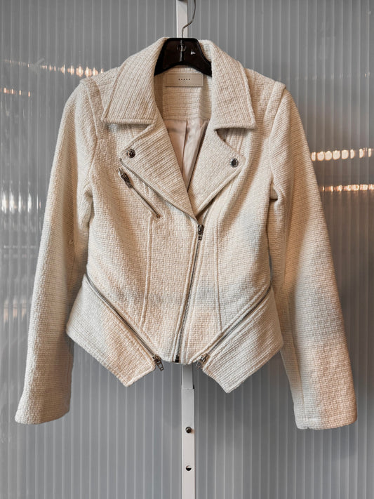 Y2k White Woven Moto Jacket