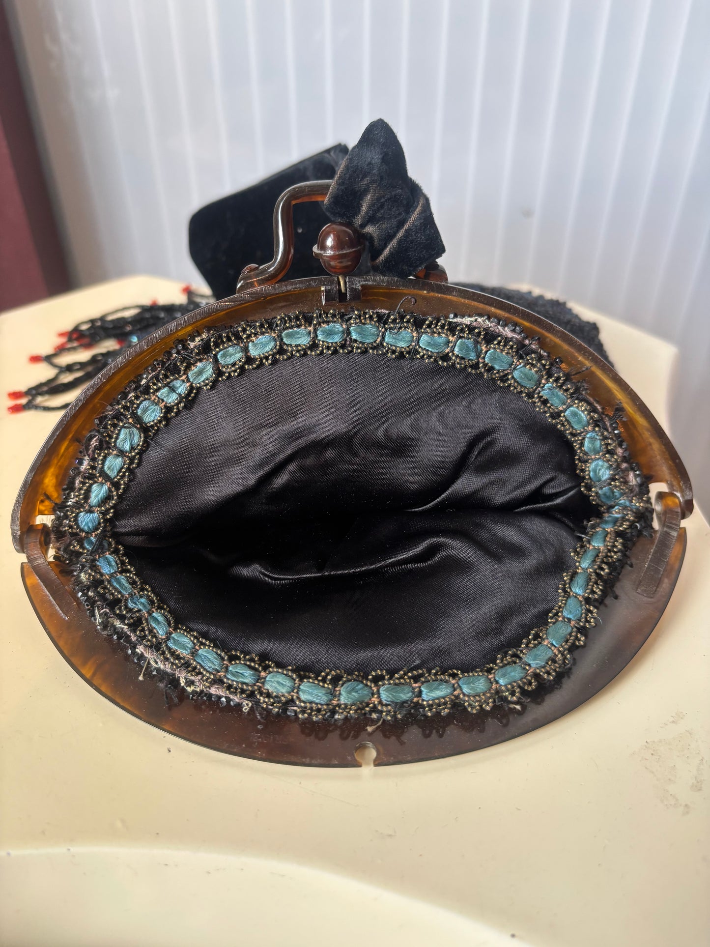 1920s Art Deco Beaded Rose Evening Bag