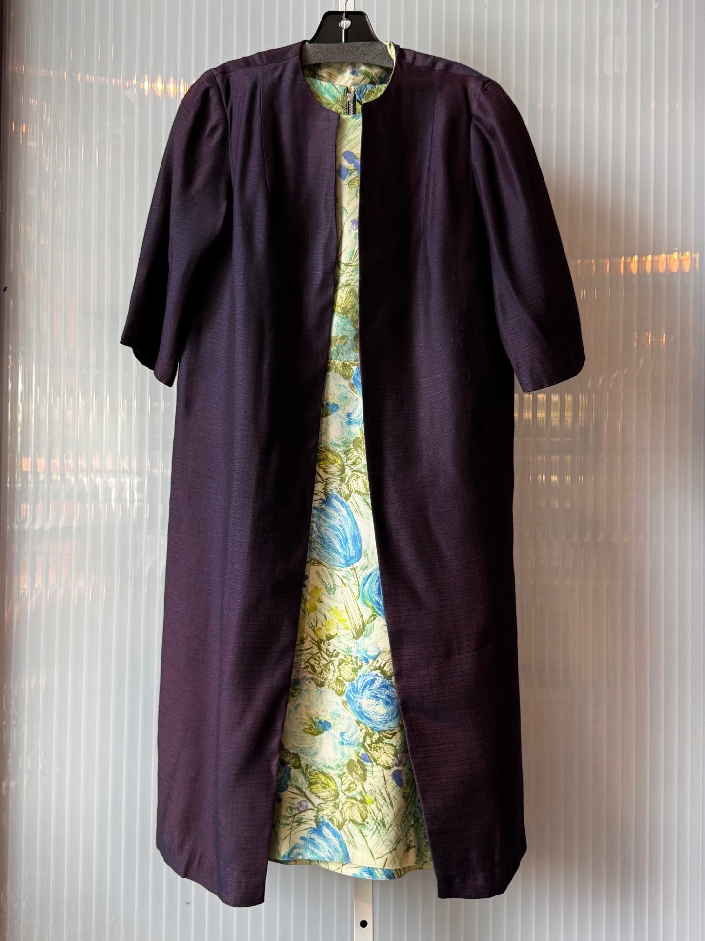 1940s? Green & Blue Floral Dress & Jacket Set