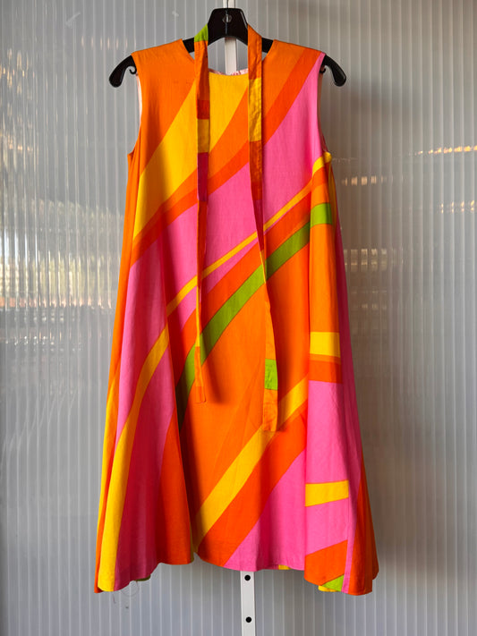 1960s Orange & Pink Groovy Tent Dress