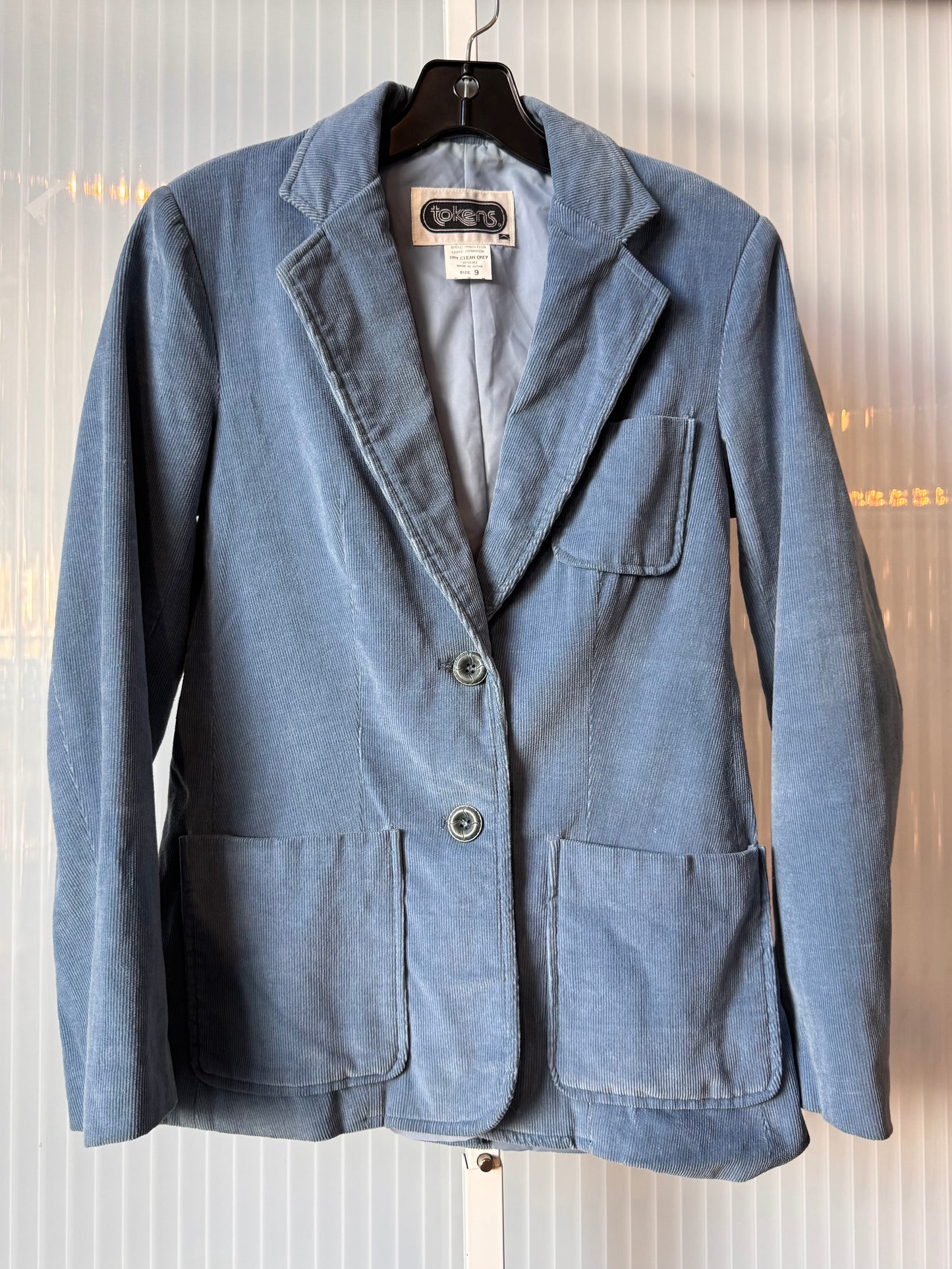 1970s Cornflower Blue Corduroy Blazer