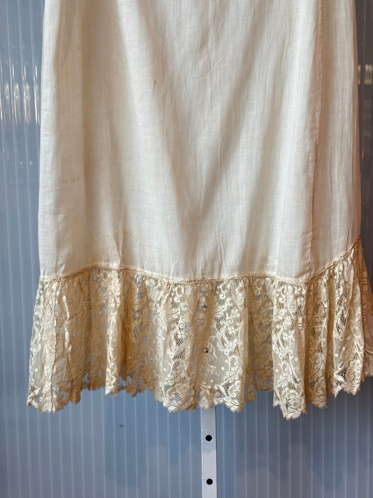 Victorian Cream Skirt Slip w/ Lace Bottom
