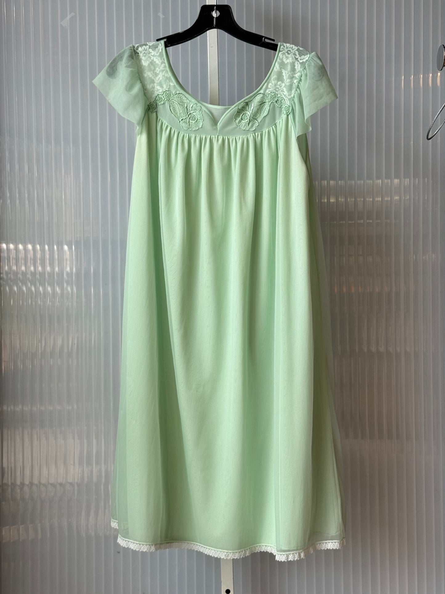 1960s Sea Green Embroidered Nightie