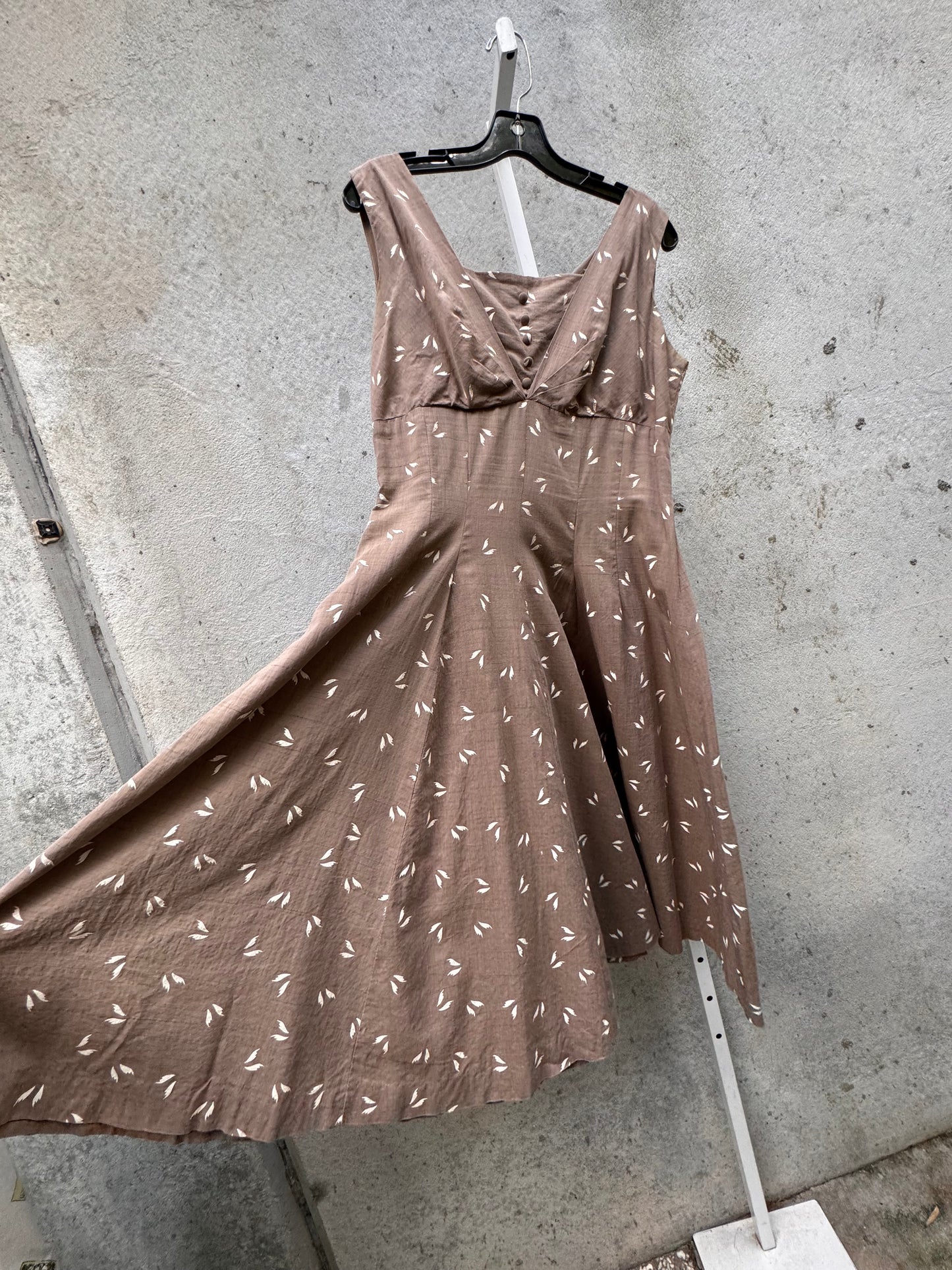 1950s Taupe Fit & Flare Dress and Jacket Set